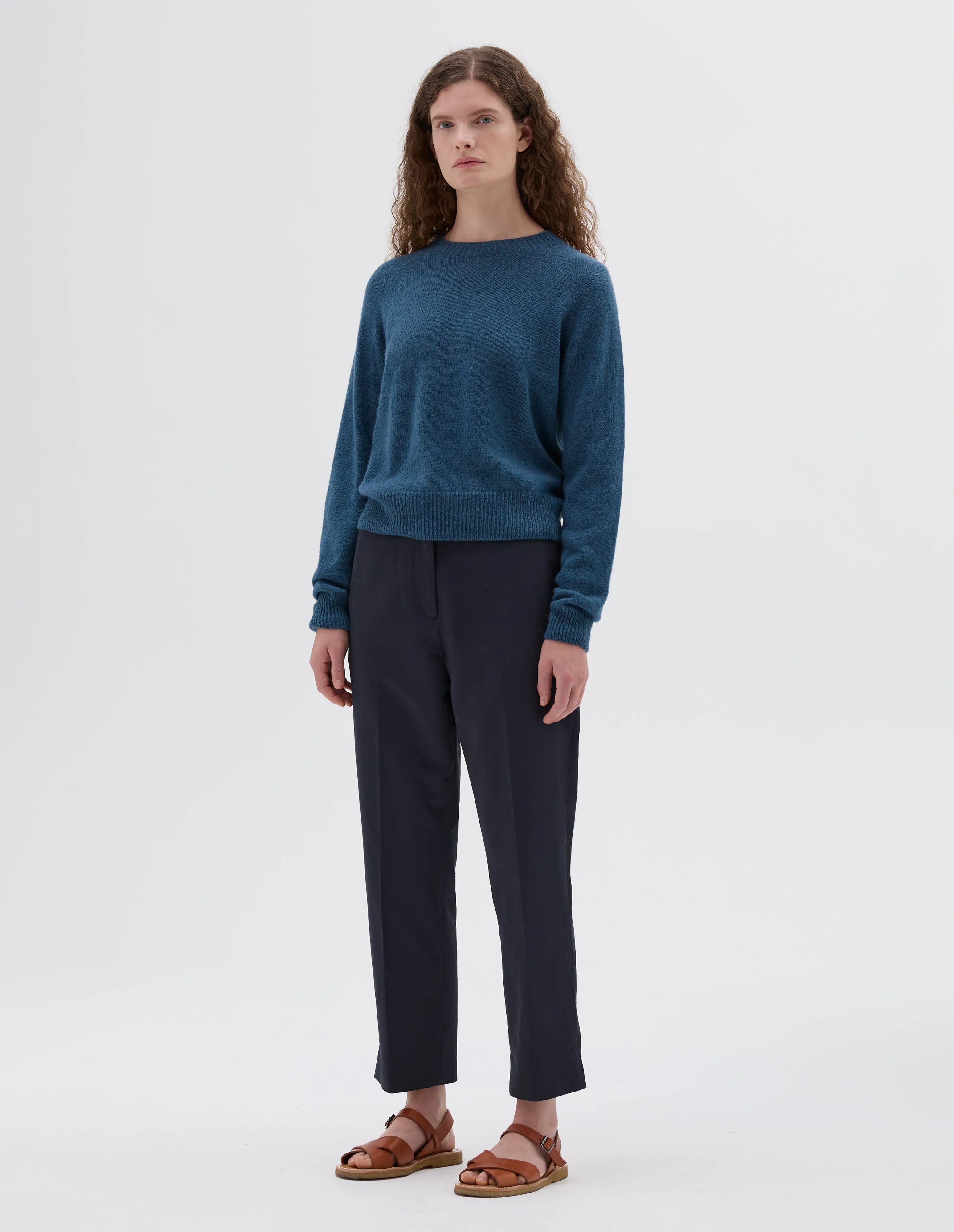 SHORT CLASSIC CREW NECK | ALPACA YAK | MINERAL BLUE sold by Margaret Howell product image thumbnail 2