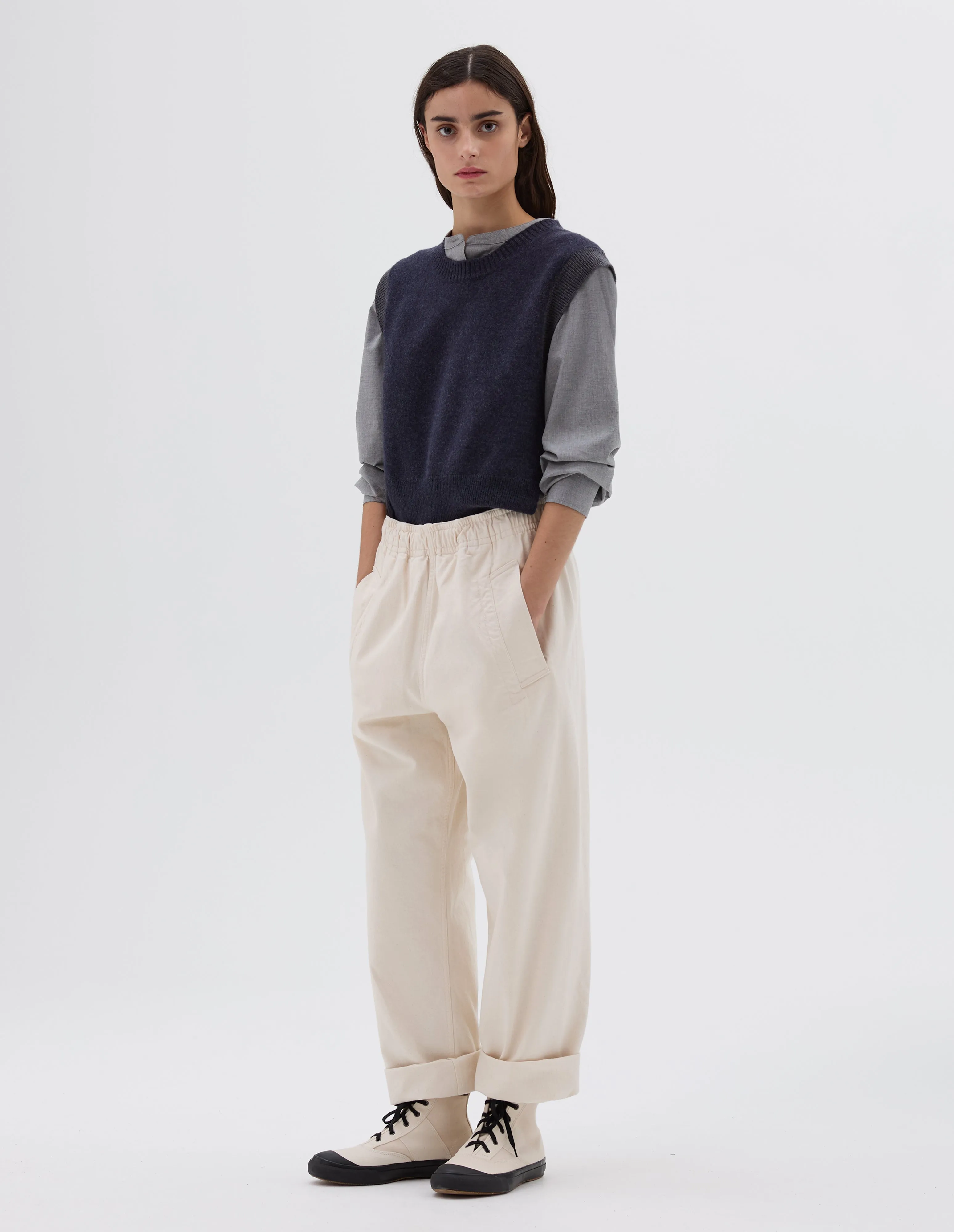 MHL. CREW NECK SLIPOVER | FELTED WOOL | INDIGO sold by Margaret Howell product image thumbnail 2