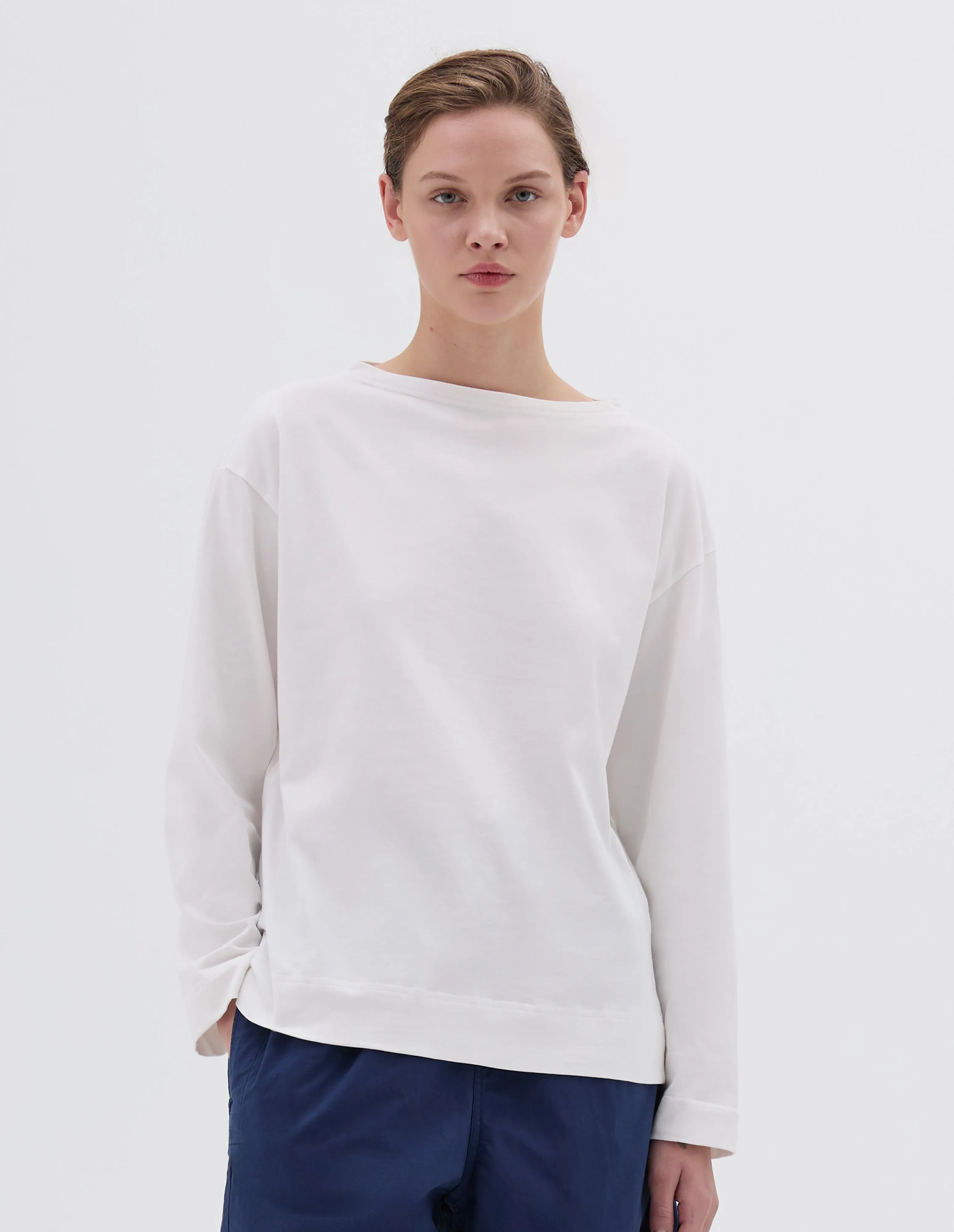 MHL. SMOCK NECK T SHIRT | LIGHT COTTON JERSEY | OFF WHITE sold by Margaret Howell