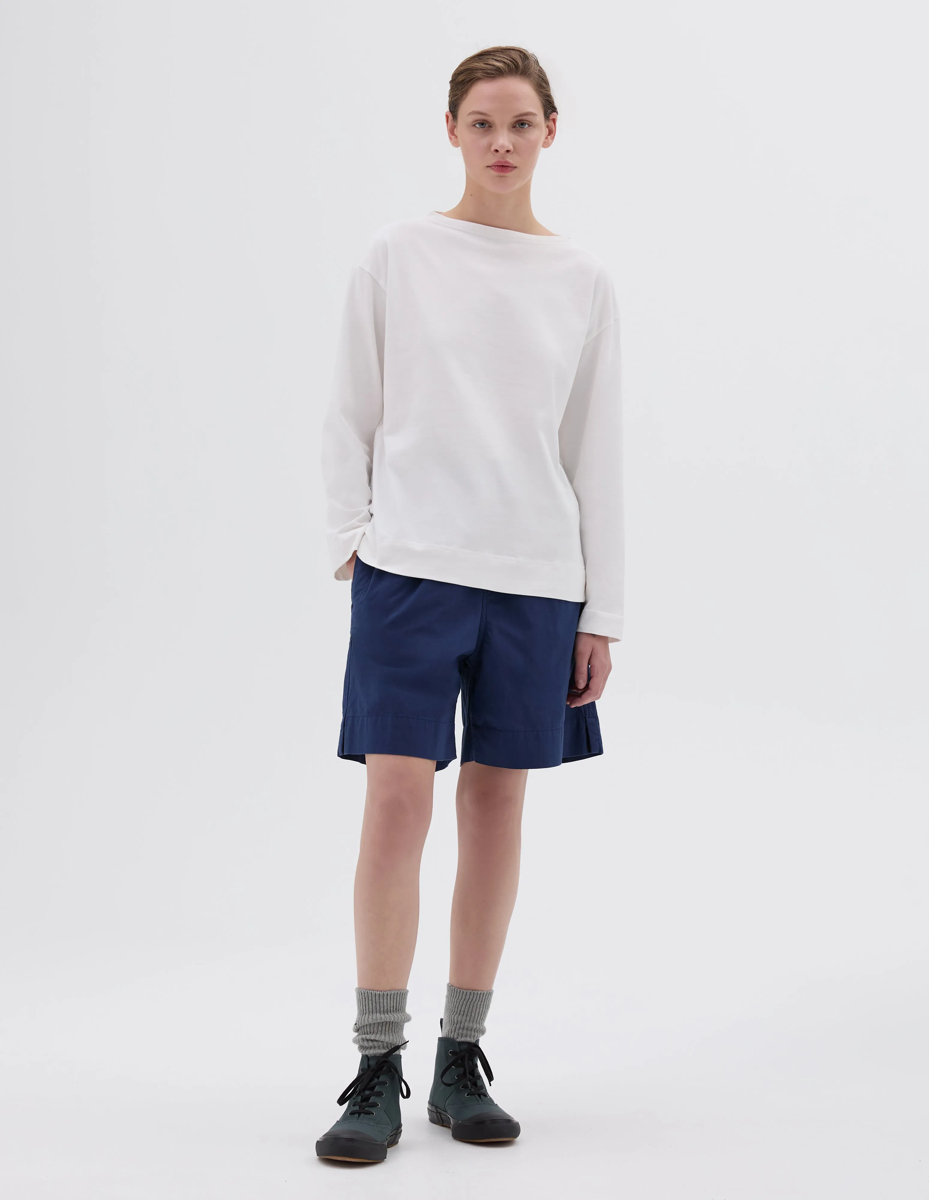 MHL. SMOCK NECK T SHIRT | LIGHT COTTON JERSEY | OFF WHITE sold by Margaret Howell product image thumbnail 2