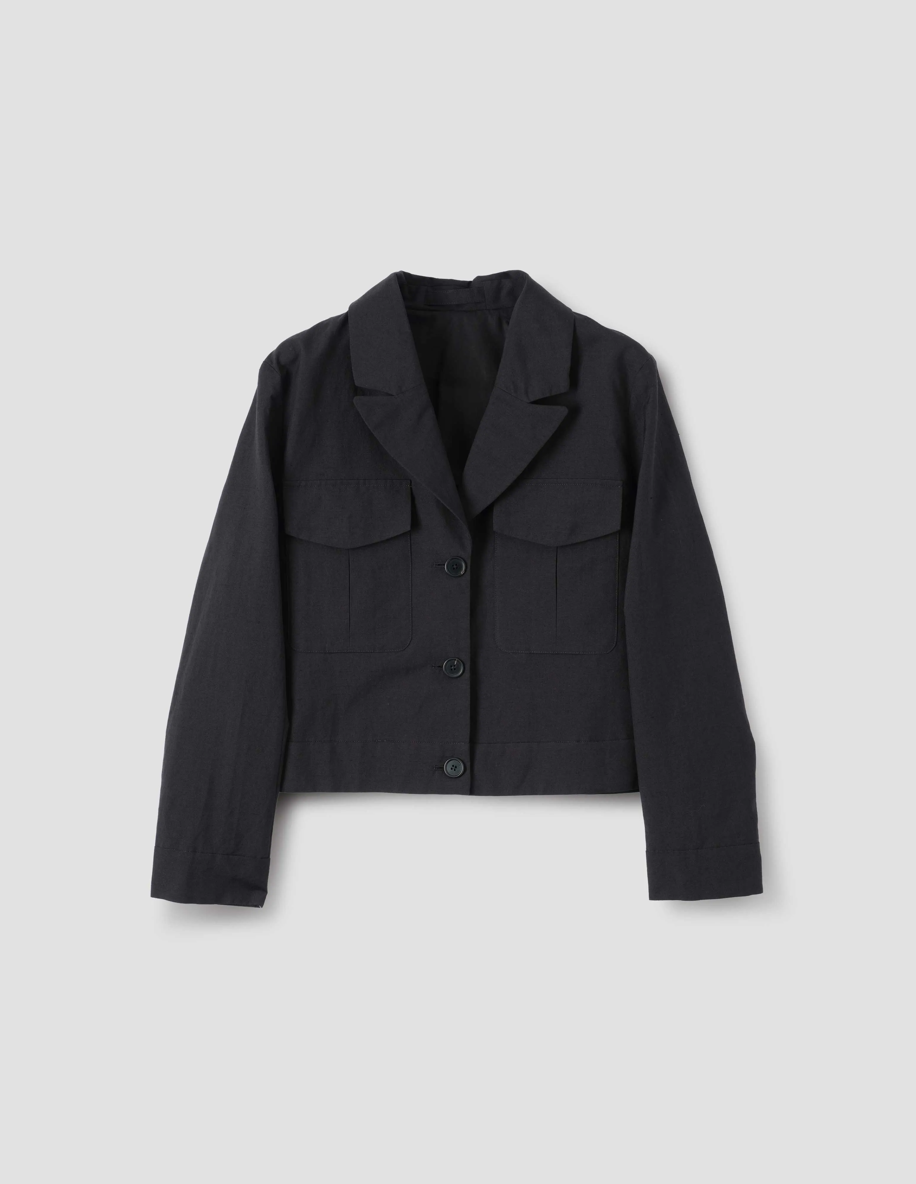 CROPPED JACKET | YARN DYED WOOL LINEN | BLACK sold by Margaret Howell product image thumbnail 4