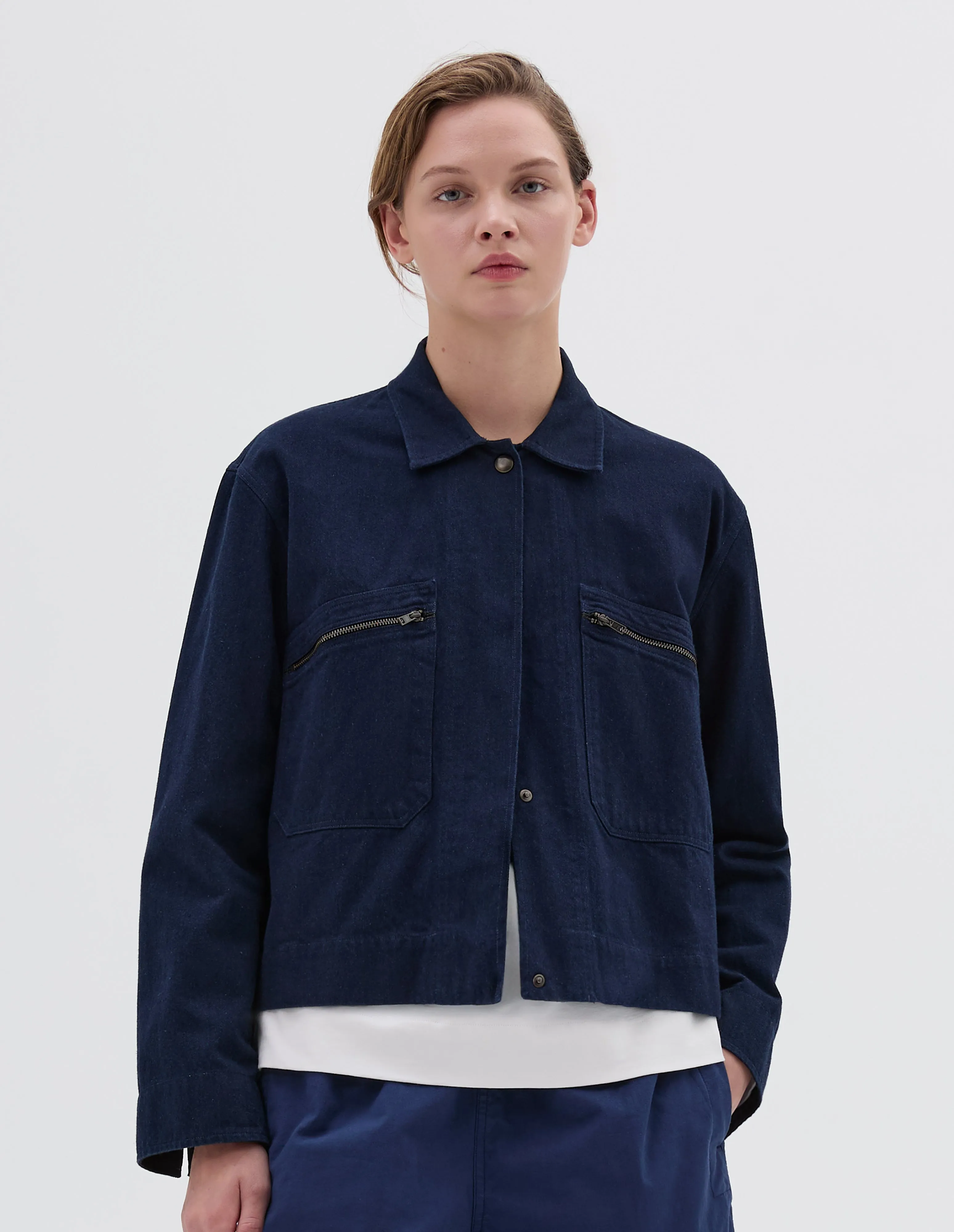 MHL. MECHANIC JACKET | YARN DYE INDIGO | INDIGO sold by Margaret Howell