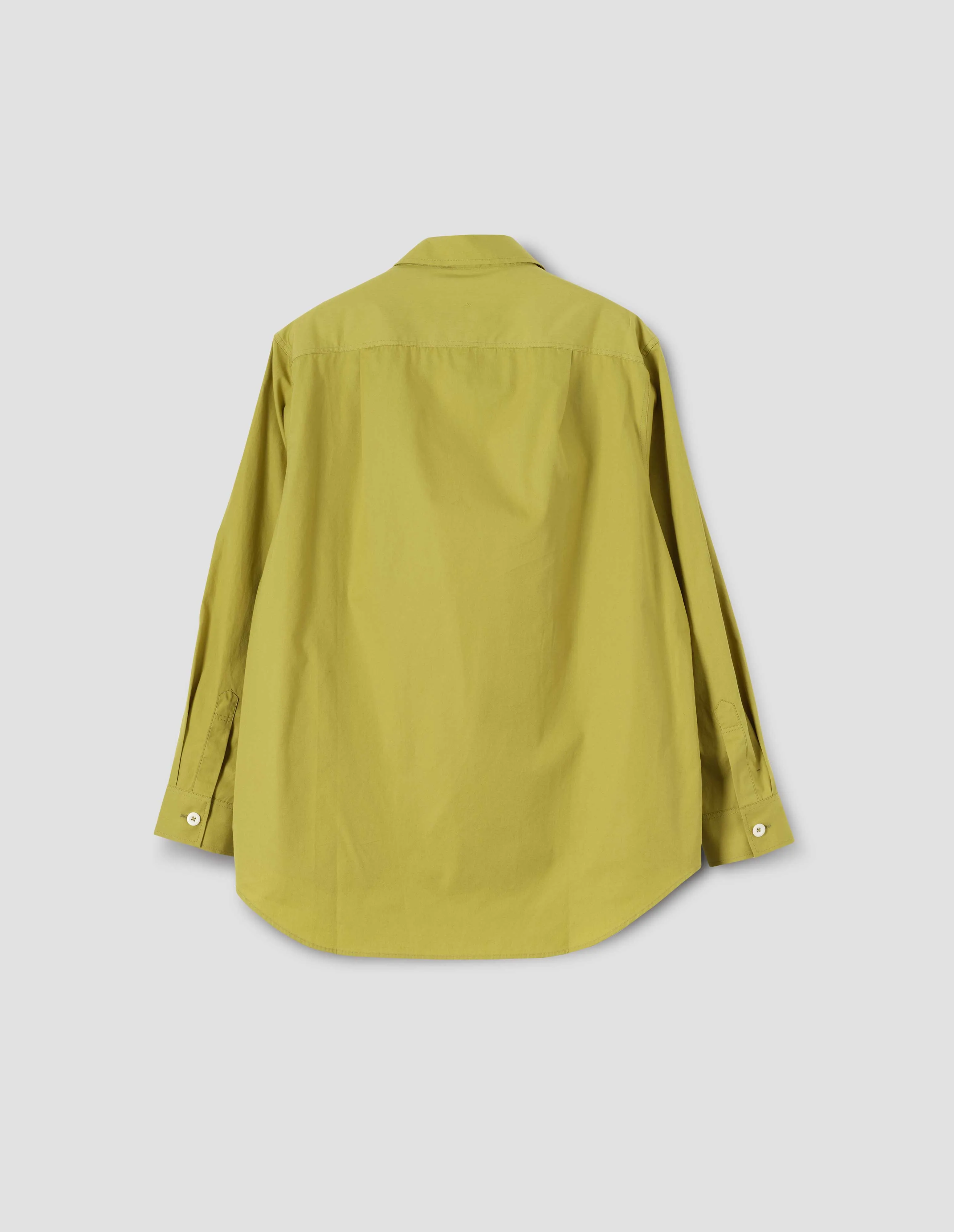 MHL. LONGLINE SHIRT | COMPACT COTTON POPLIN | FRESH OLIVE sold by Margaret Howell product image thumbnail 5