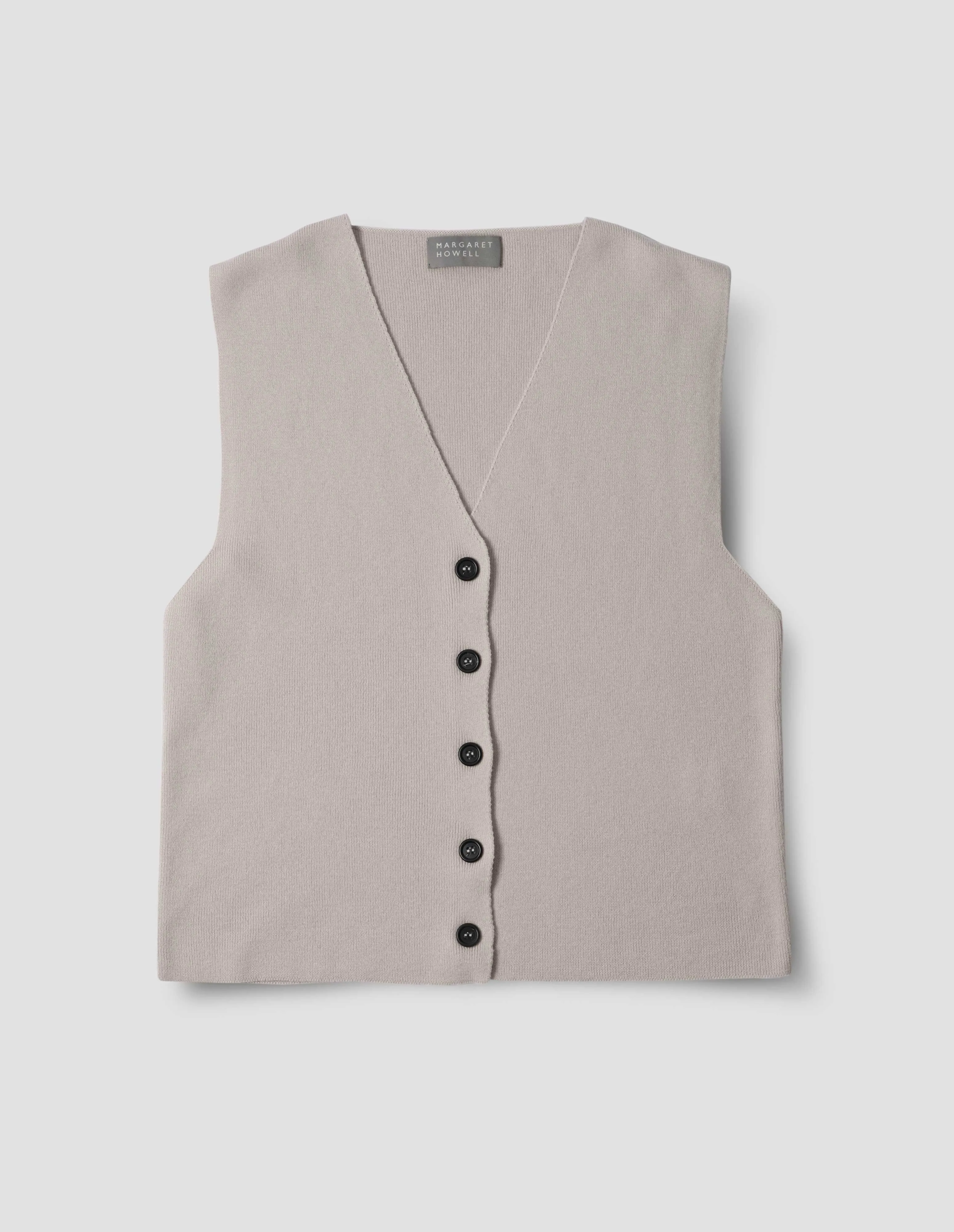 RIBBED WAISTCOAT | FINE LAMBSWOOL | PALE STONE sold by Margaret Howell product image thumbnail 4