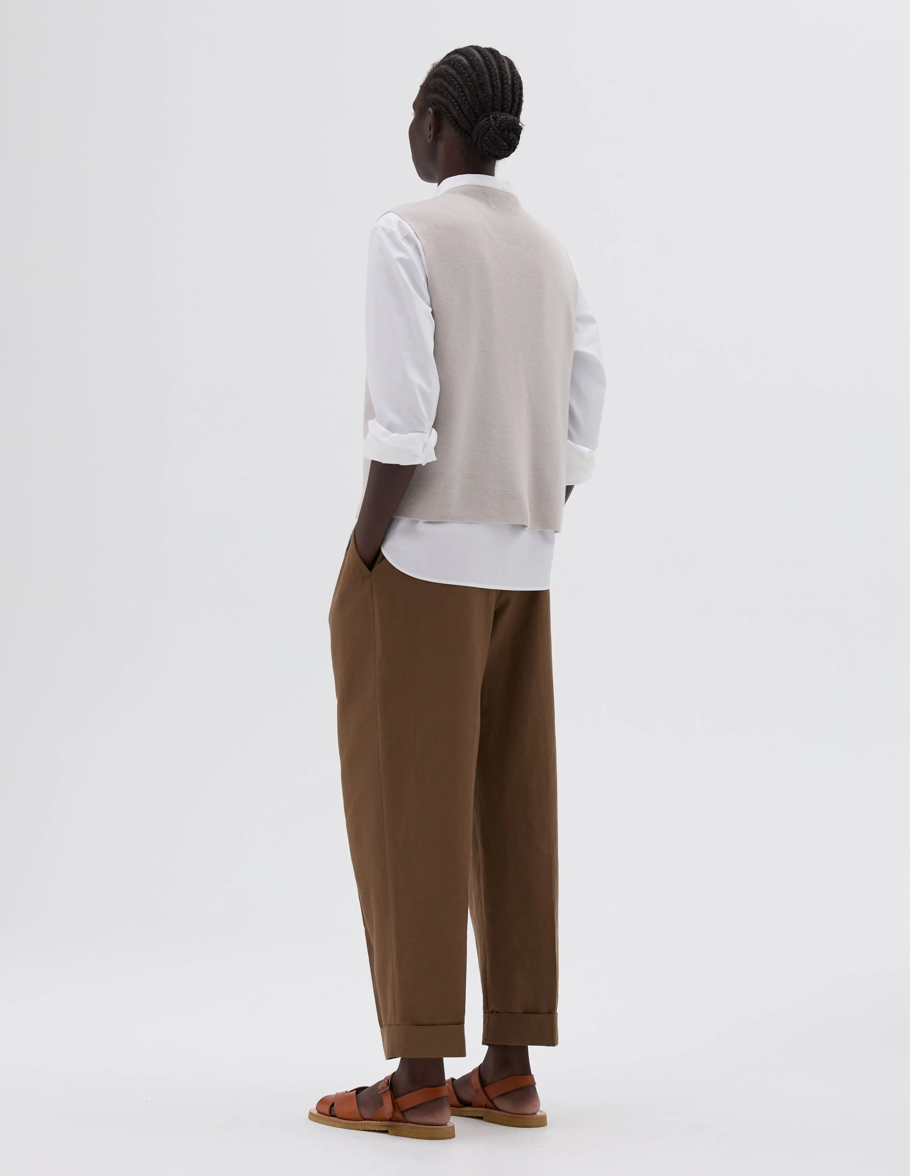 RIBBED WAISTCOAT | FINE LAMBSWOOL | PALE STONE sold by Margaret Howell product image thumbnail 3