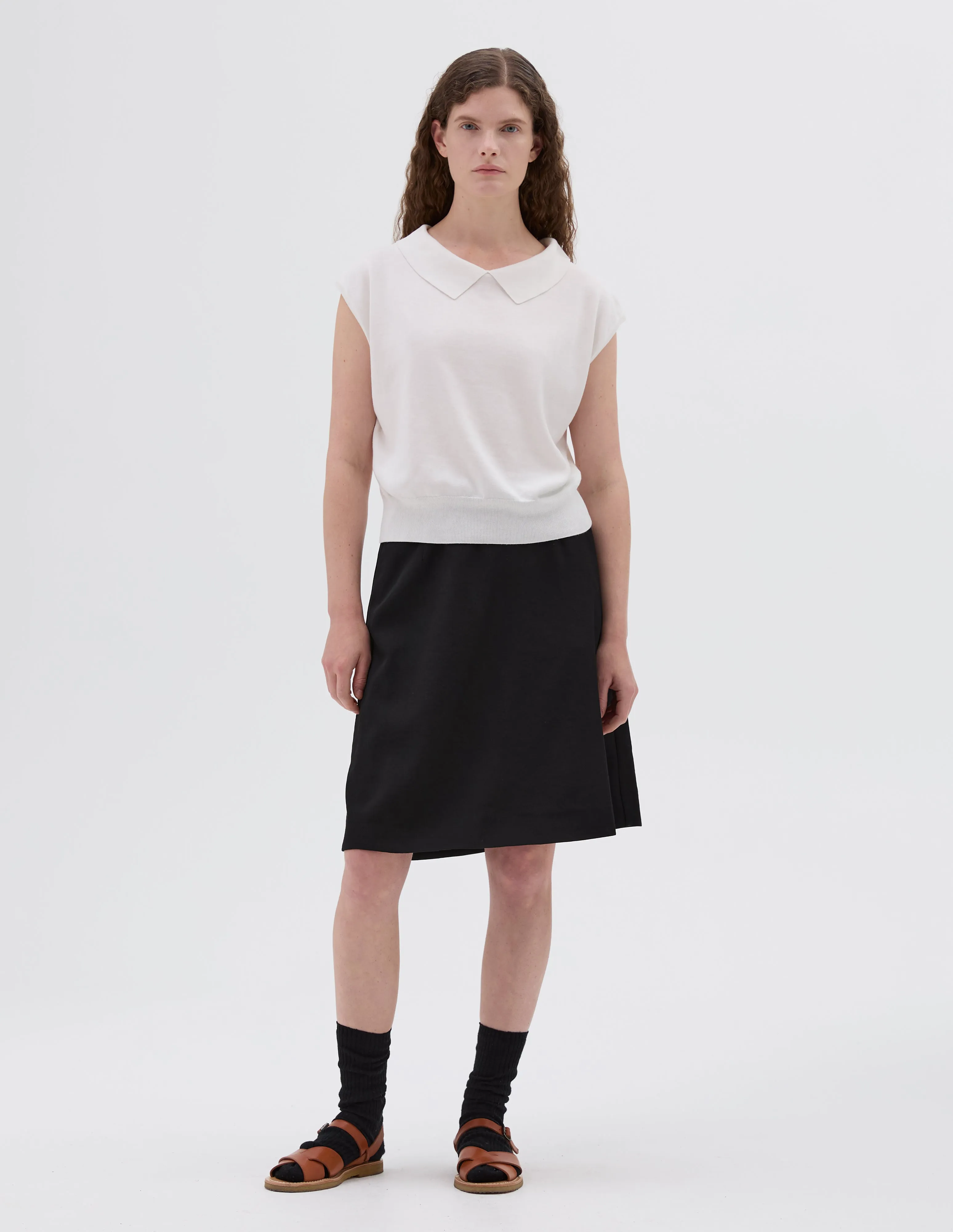 SIMPLE SKIRT | FLUID WOOL TWILL | BLACK sold by Margaret Howell