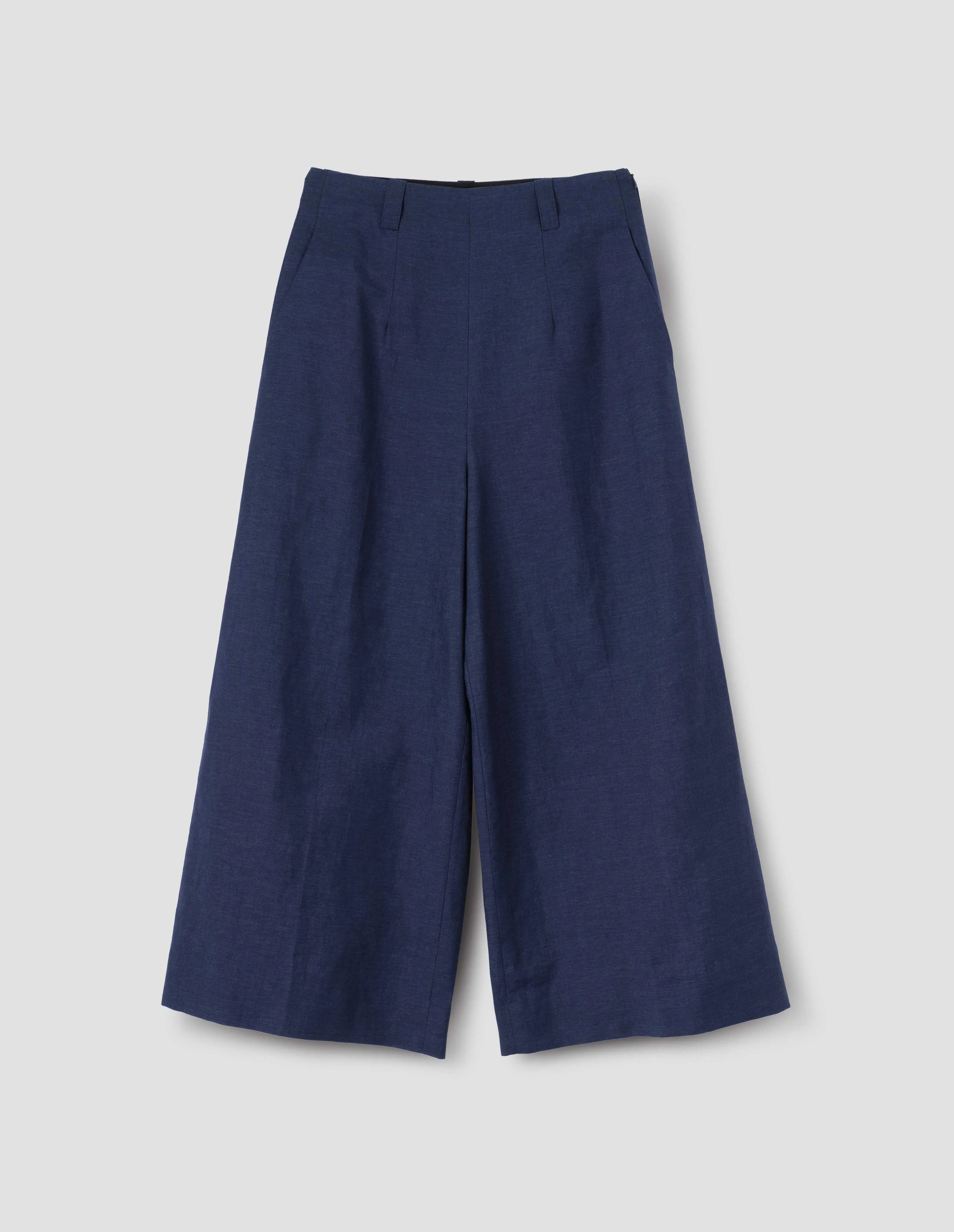 FLAT FRONT CULOTTES | YARN DYED WOOL LINEN | DEEP BLUE sold by Margaret Howell product image thumbnail 3