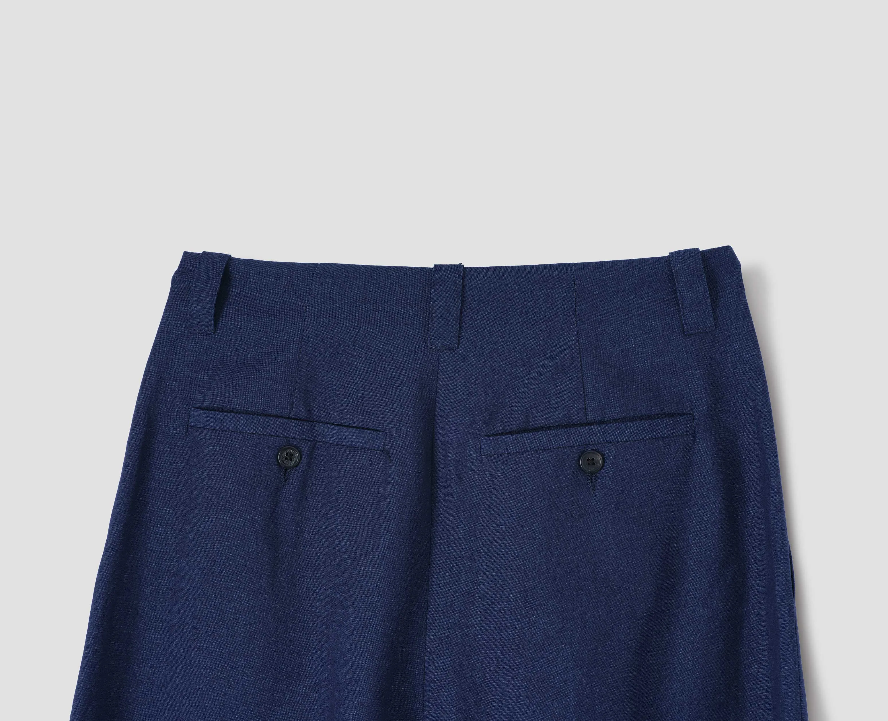 FLAT FRONT CULOTTES | YARN DYED WOOL LINEN | DEEP BLUE sold by Margaret Howell product image thumbnail 4