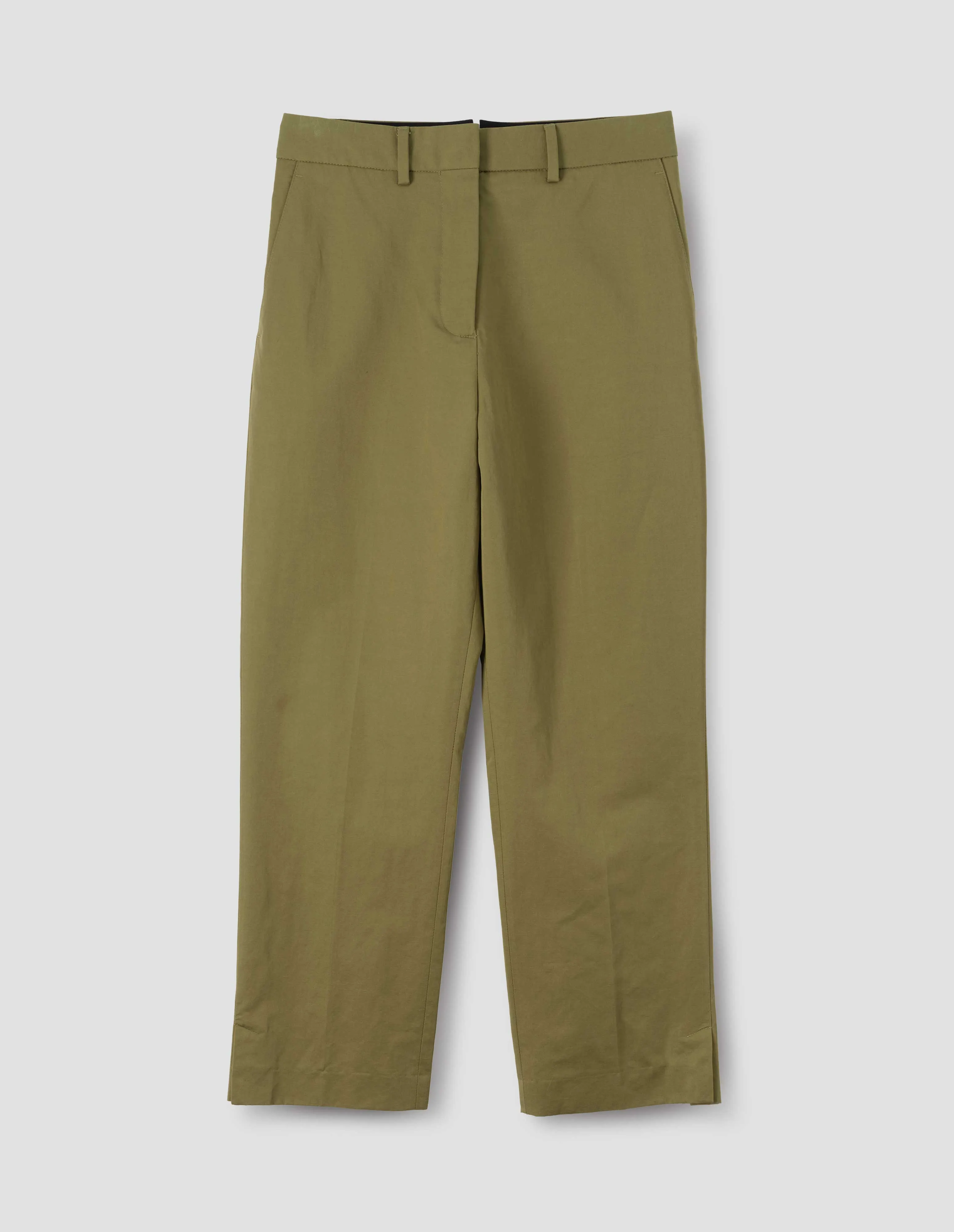 MIDI WAIST CROP TROUSERS | COTTON LINEN TWILL | KHAKI sold by Margaret Howell product image thumbnail 3