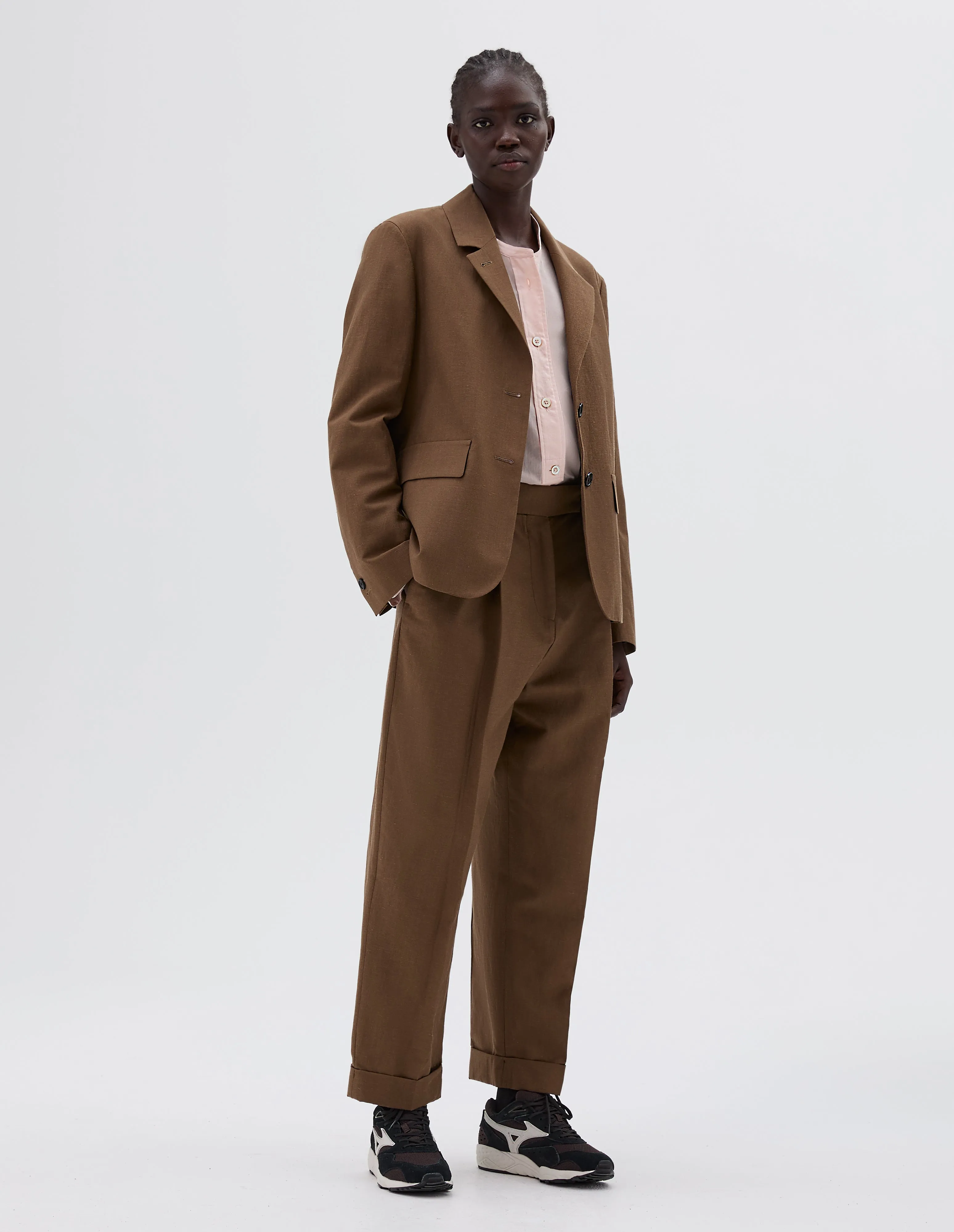 FLAP POCKET BLAZER | YARN DYED WOOL LINEN | DARK SAND sold by Margaret Howell product image thumbnail 2