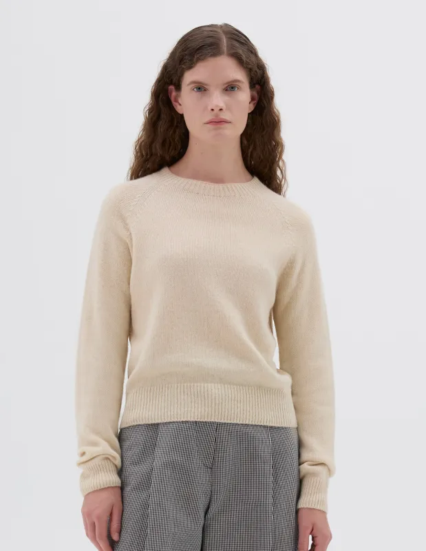 SHORT CLASSIC CREW NECK | ALPACA YAK | ECRU sold by Margaret Howell