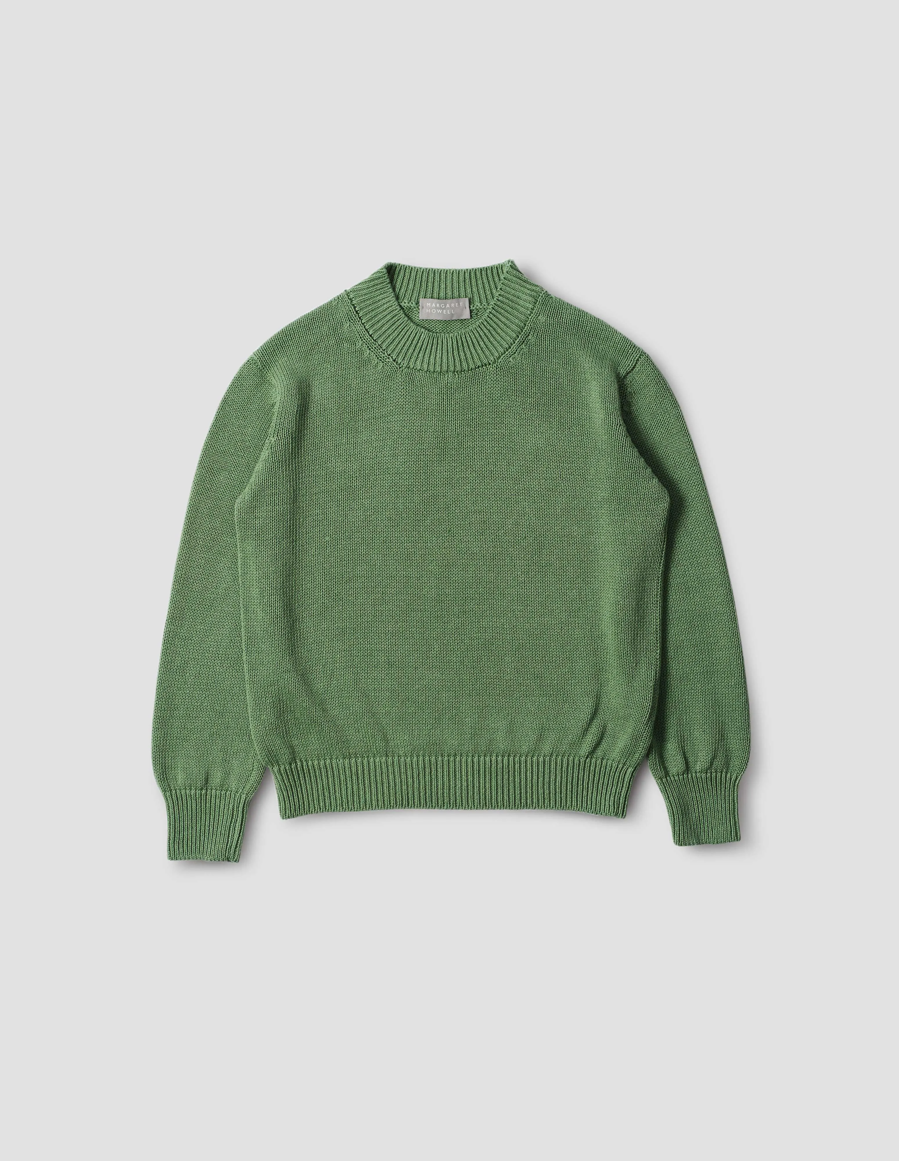 CHUNKY CREW NECK JUMPER | LINEN COTTON | WATERCRESS sold by Margaret Howell product image thumbnail 4