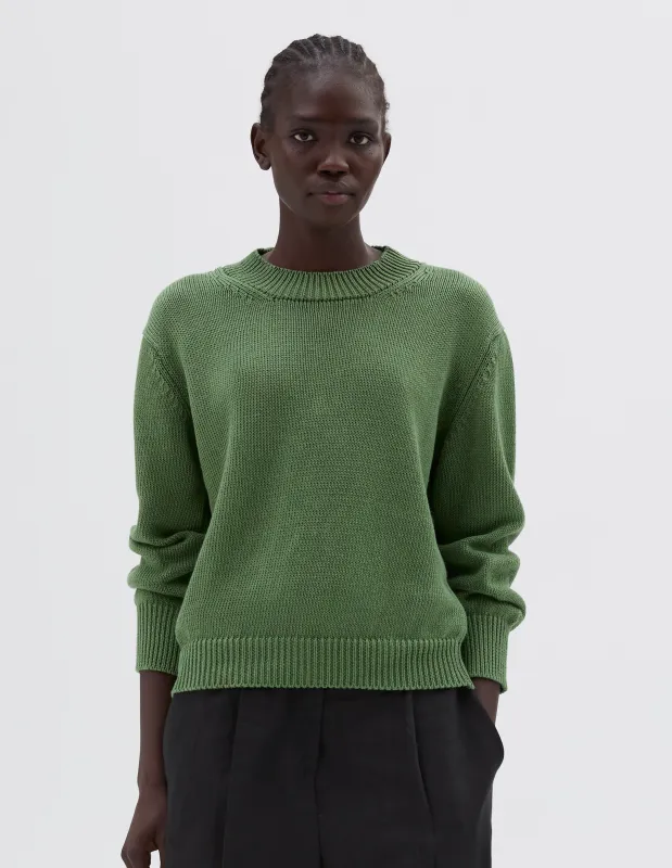 CHUNKY CREW NECK JUMPER | LINEN COTTON | WATERCRESS sold by Margaret Howell