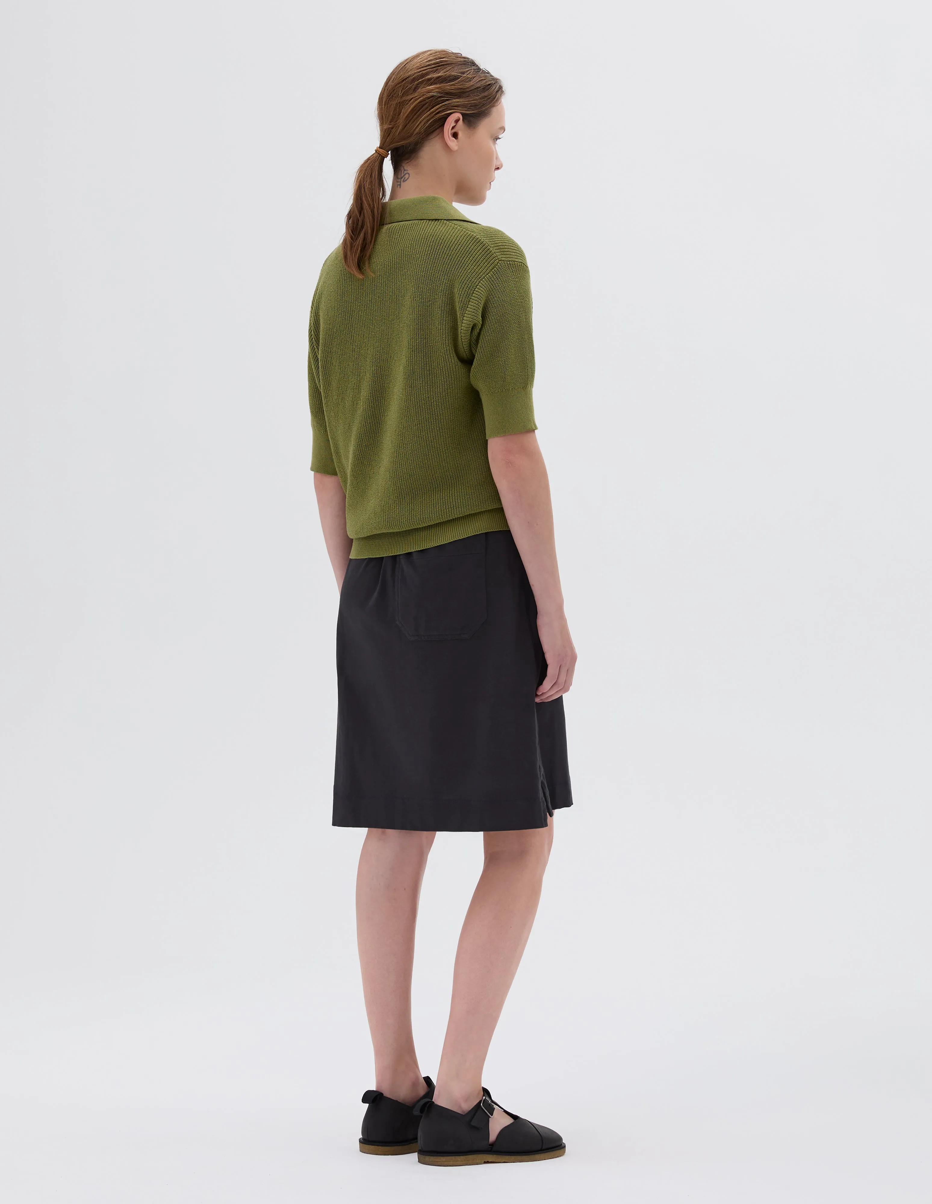 MHL. SINGLE BUTTON POLO | DRY COTTON | GRASS sold by Margaret Howell product image thumbnail 3