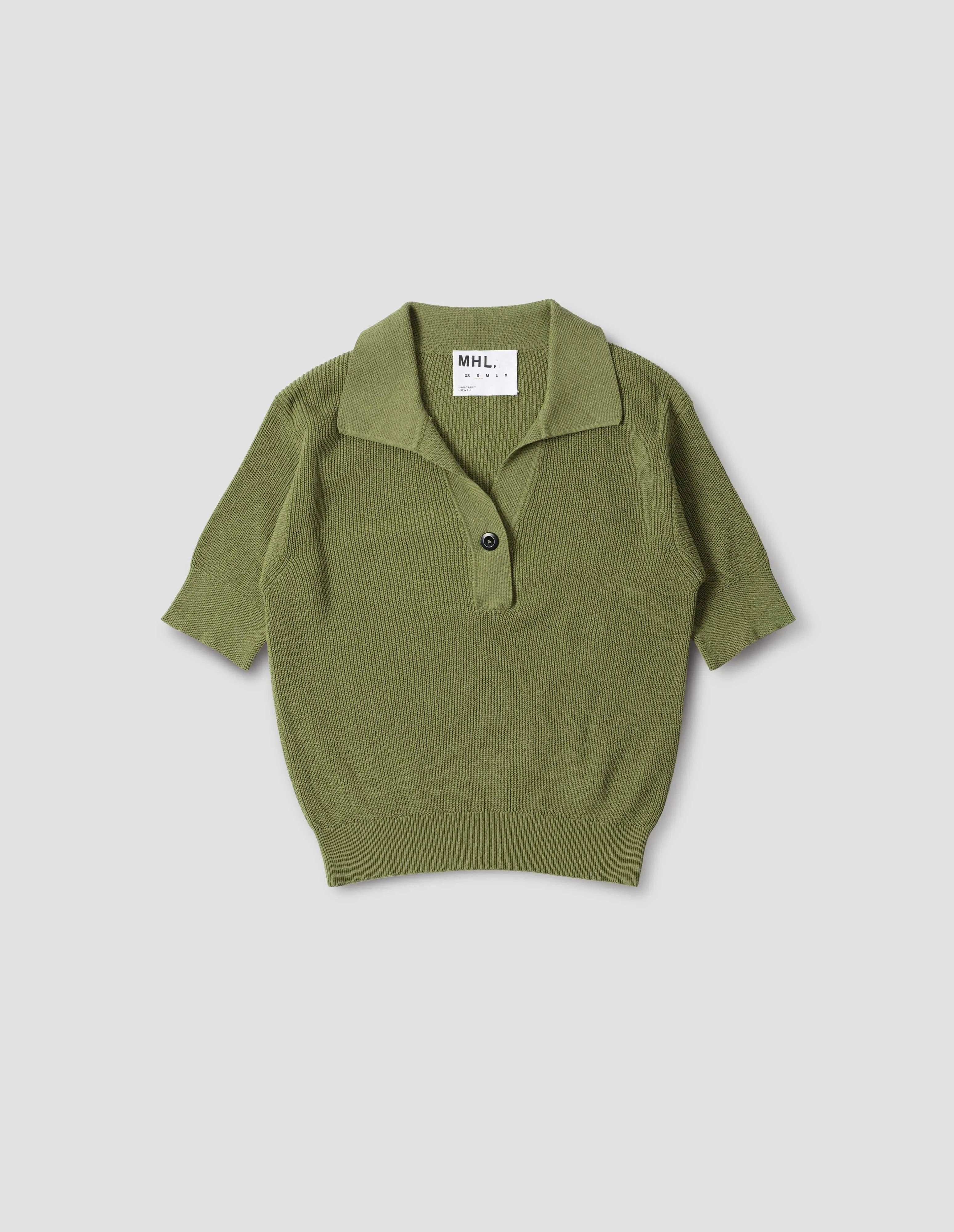 MHL. SINGLE BUTTON POLO | DRY COTTON | GRASS sold by Margaret Howell product image thumbnail 4