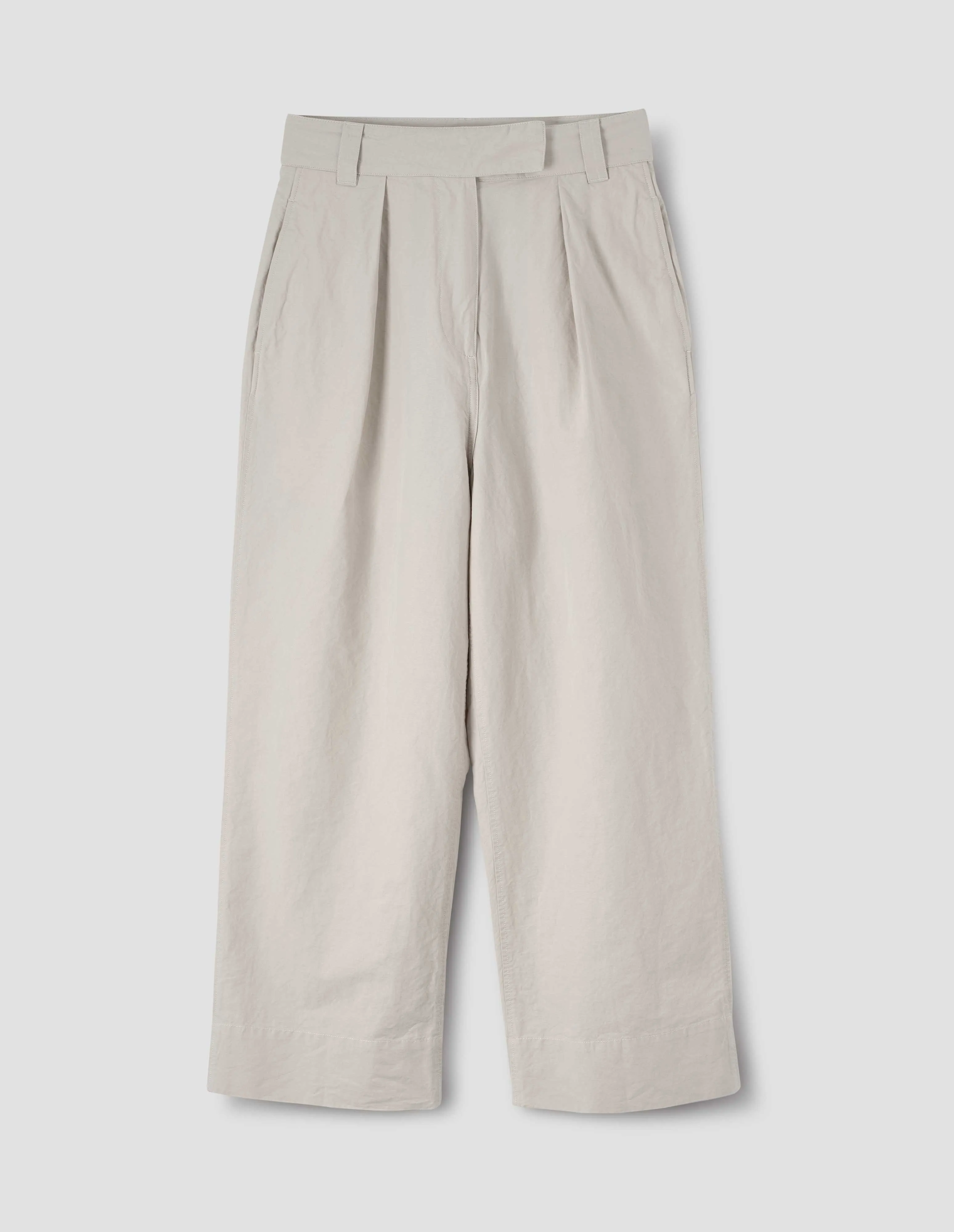 MHL. PLEATED CROP TROUSERS | DRY COTTON LINEN | PALE STONE sold by Margaret Howell product image thumbnail 3