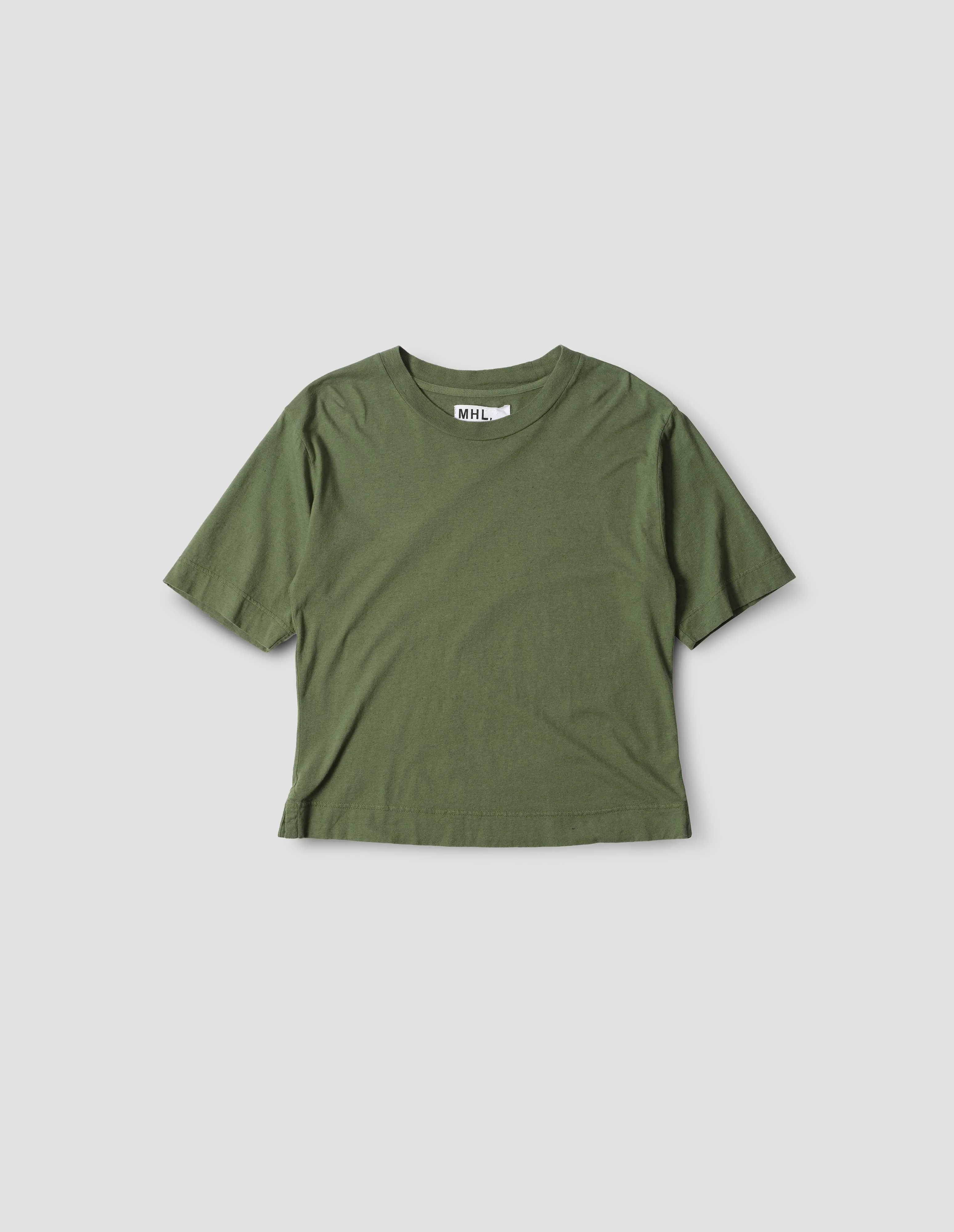 MHL. SIMPLE T SHIRT | ORGANIC COTTON LINEN JERSEY | GRASS sold by Margaret Howell product image thumbnail 4