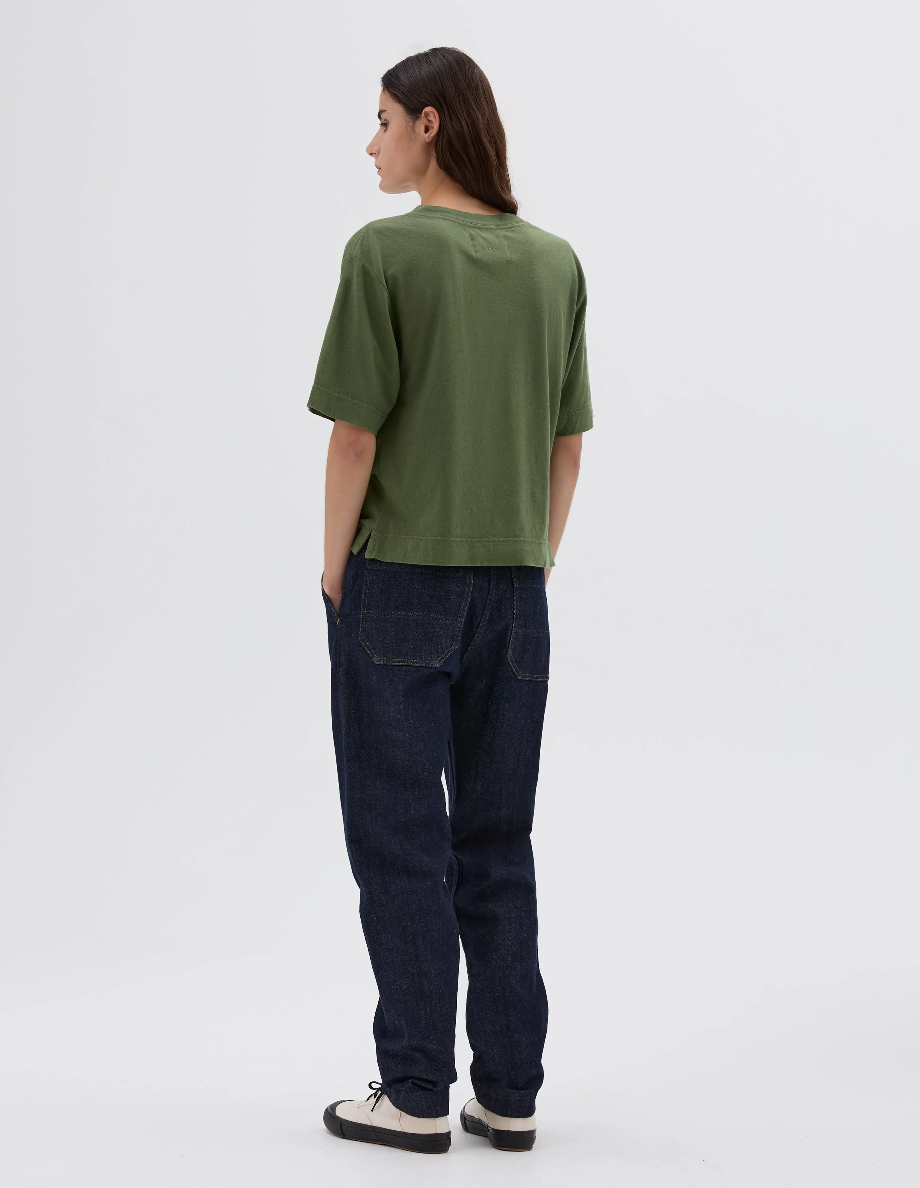 MHL. SIMPLE T SHIRT | ORGANIC COTTON LINEN JERSEY | GRASS sold by Margaret Howell product image thumbnail 3