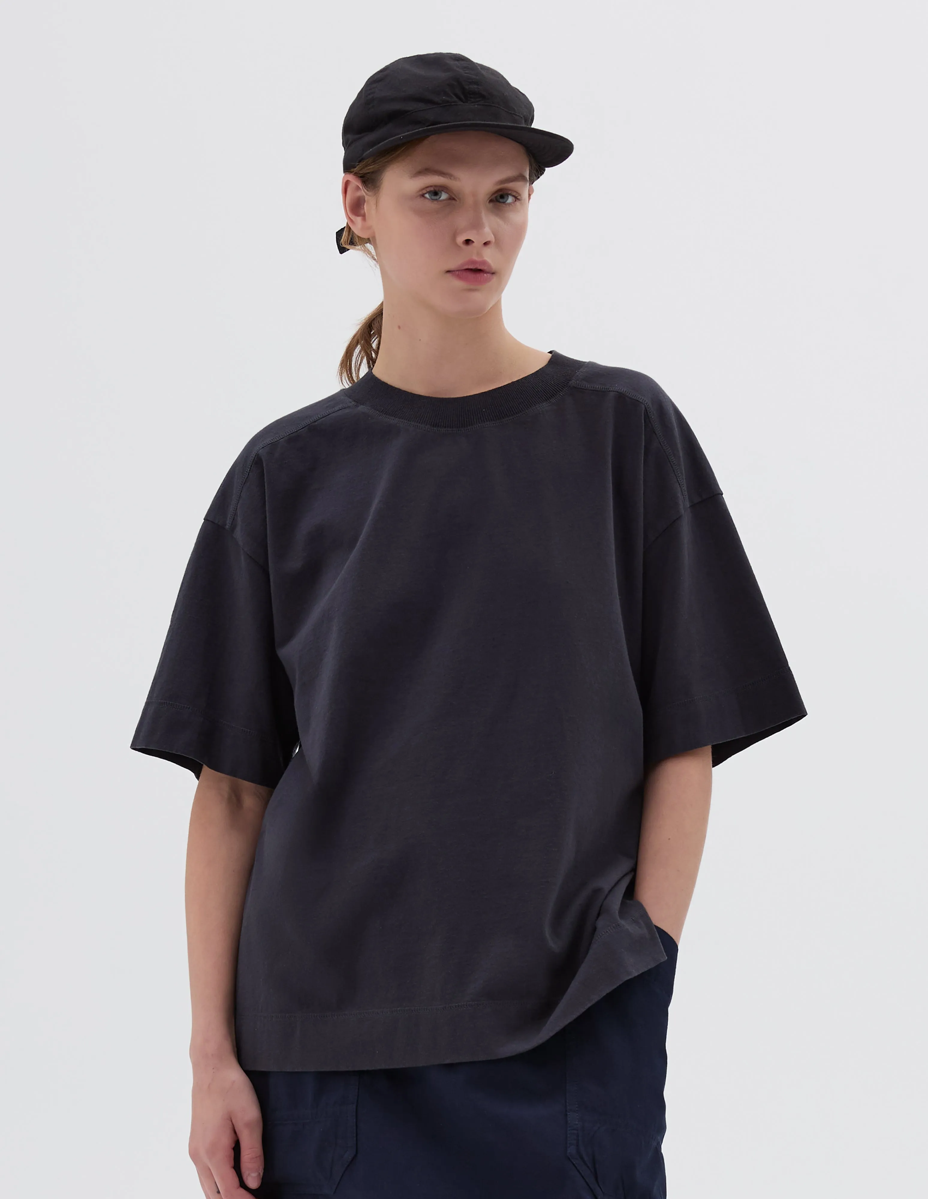MHL. RELAXED T SHIRT | LIGHTWEIGHT DRY JERSEY | INK sold by Margaret Howell