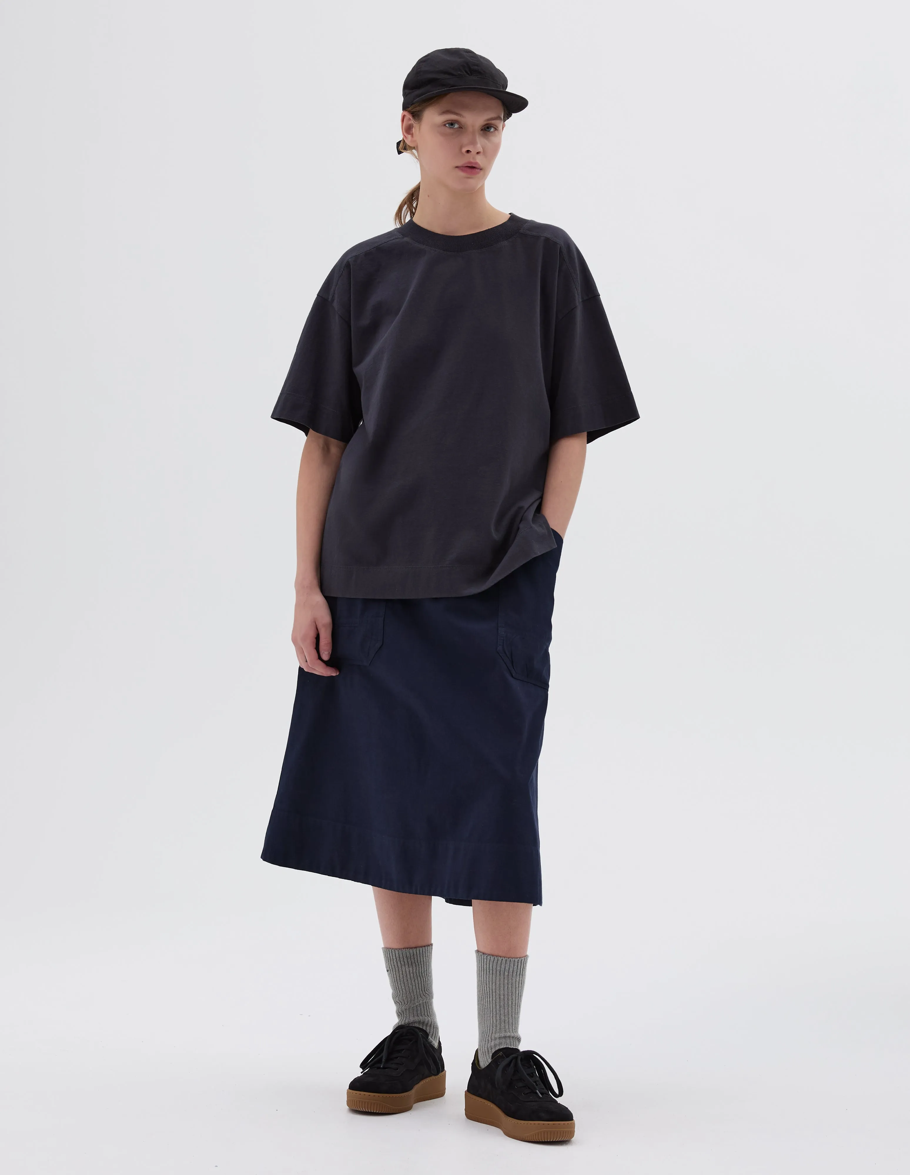 MHL. RELAXED T SHIRT | LIGHTWEIGHT DRY JERSEY | INK sold by Margaret Howell product image thumbnail 2