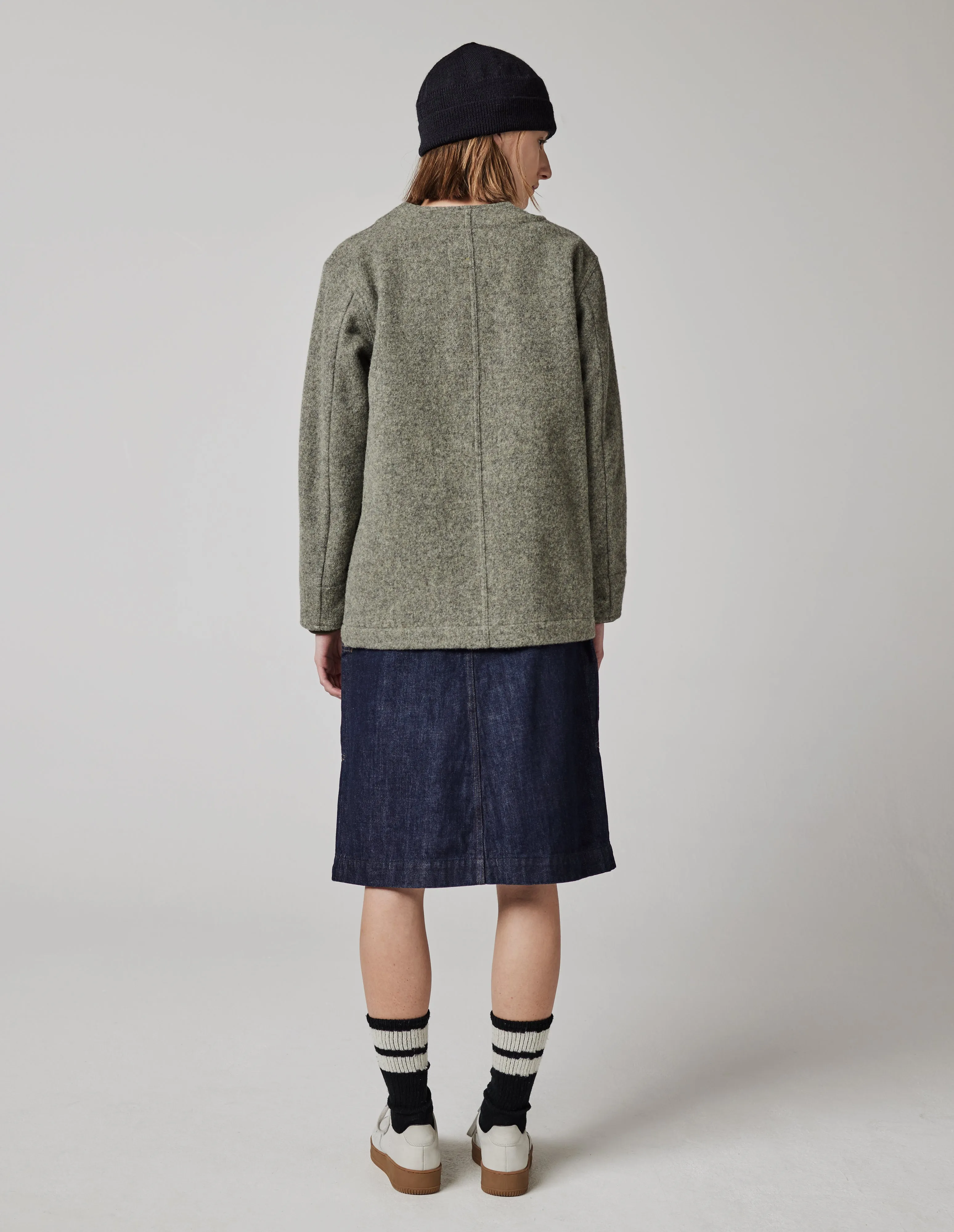MHL. WOVEN CARDIGAN | FELTED WOOL TWILL | EUCALYPTUS sold by Margaret Howell product image thumbnail 3