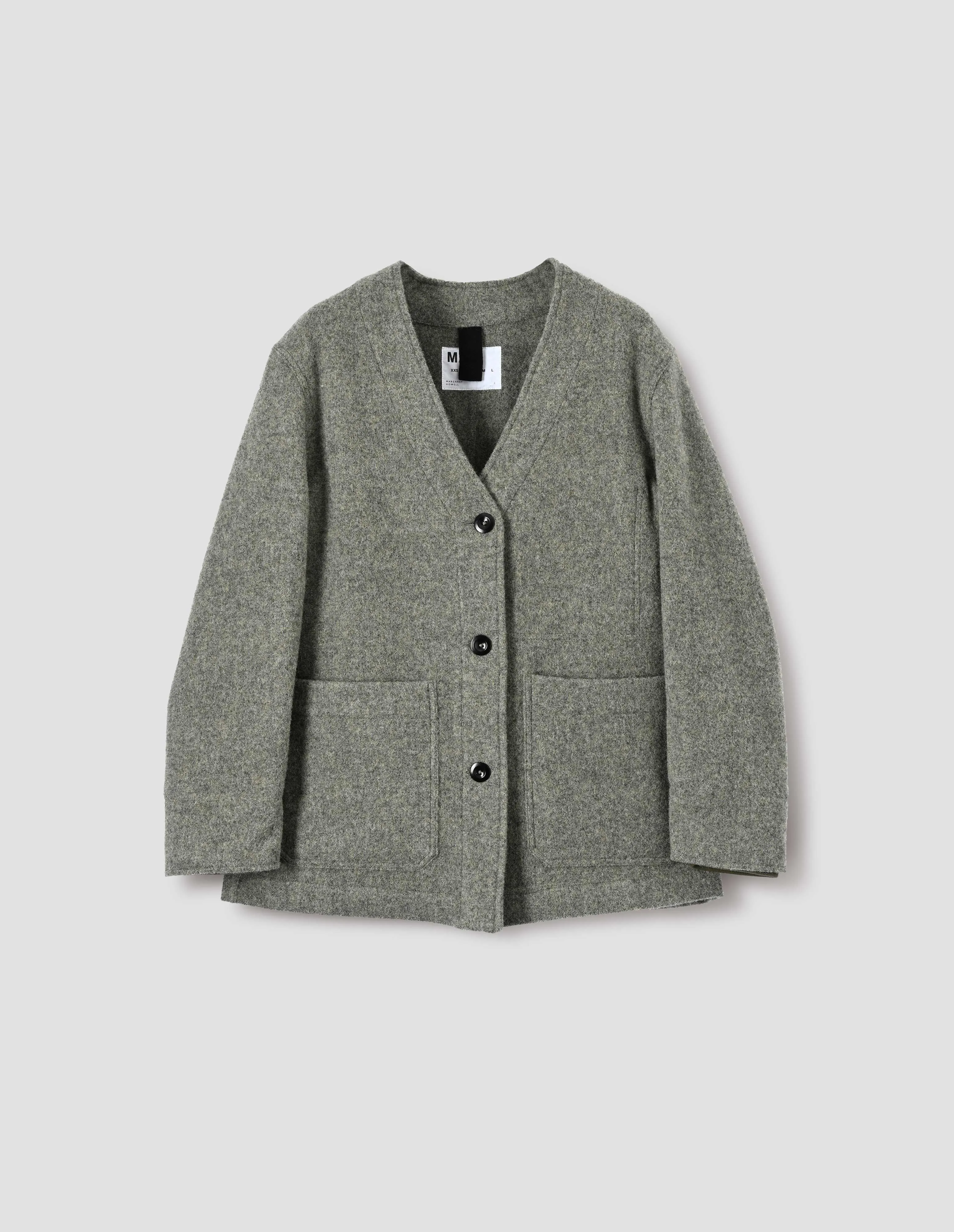 MHL. WOVEN CARDIGAN | FELTED WOOL TWILL | EUCALYPTUS sold by Margaret Howell product image thumbnail 4