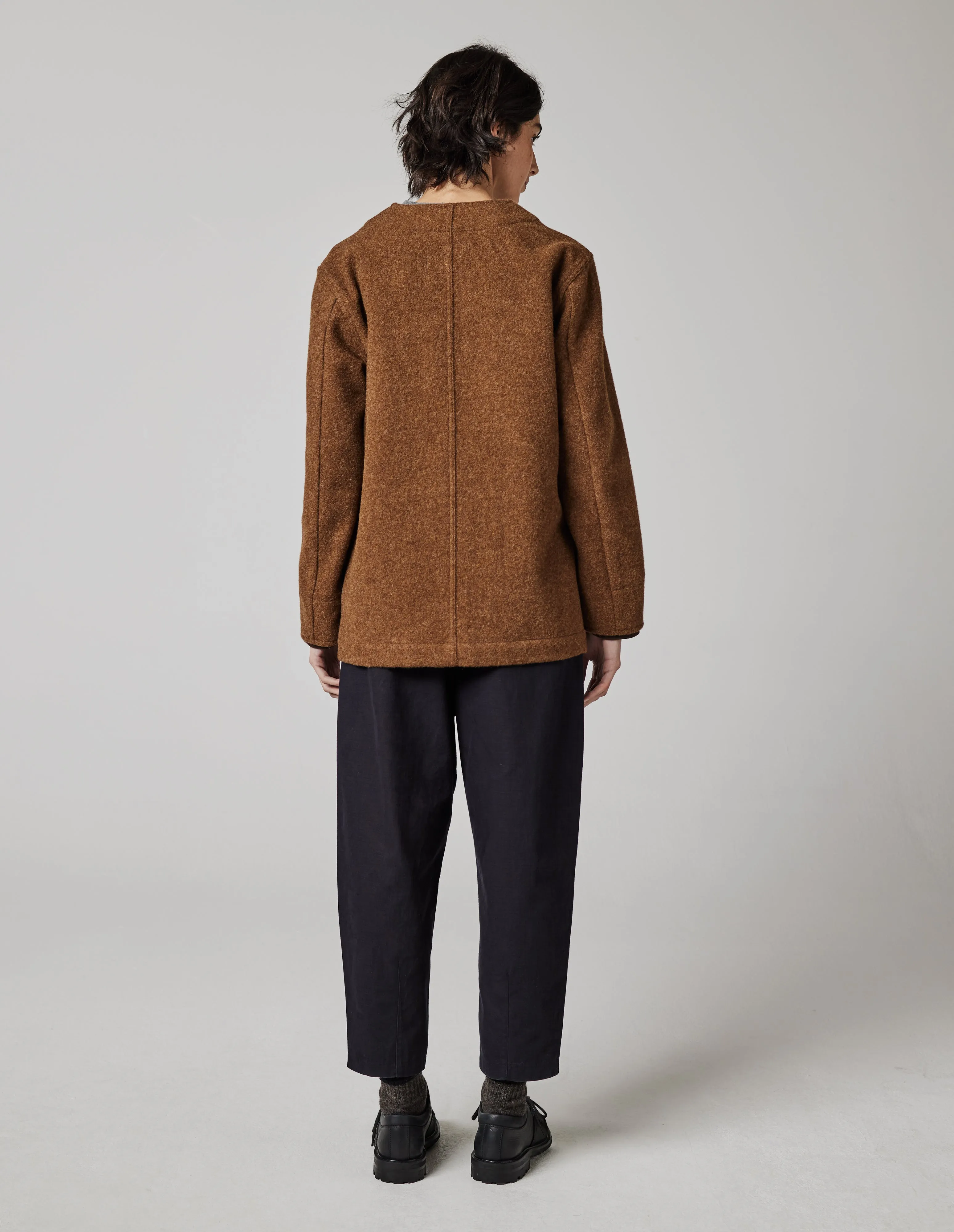 MHL. WOVEN CARDIGAN | FELTED WOOL TWILL | NUTMEG sold by Margaret Howell product image thumbnail 3