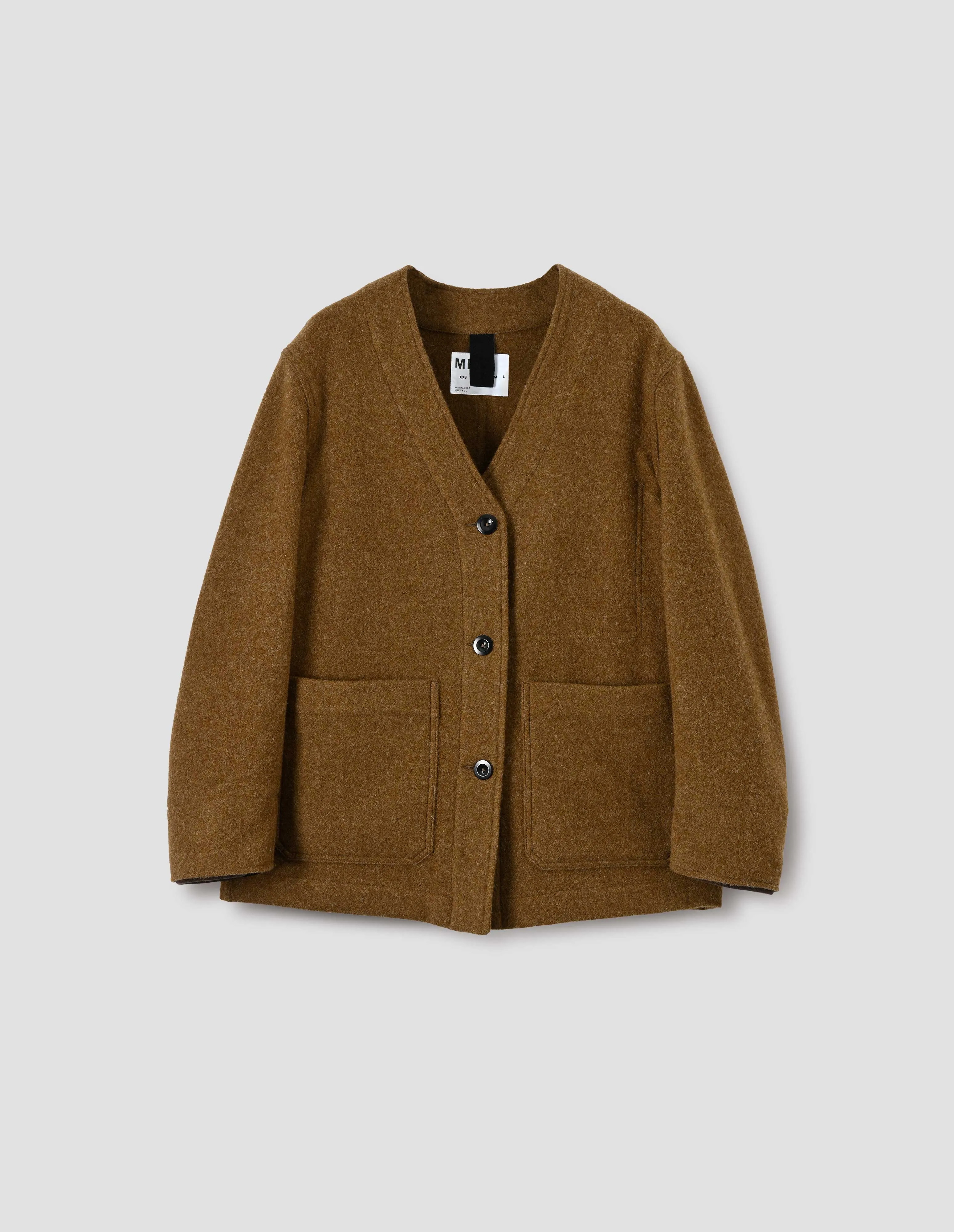 MHL. WOVEN CARDIGAN | FELTED WOOL TWILL | NUTMEG sold by Margaret Howell product image thumbnail 4