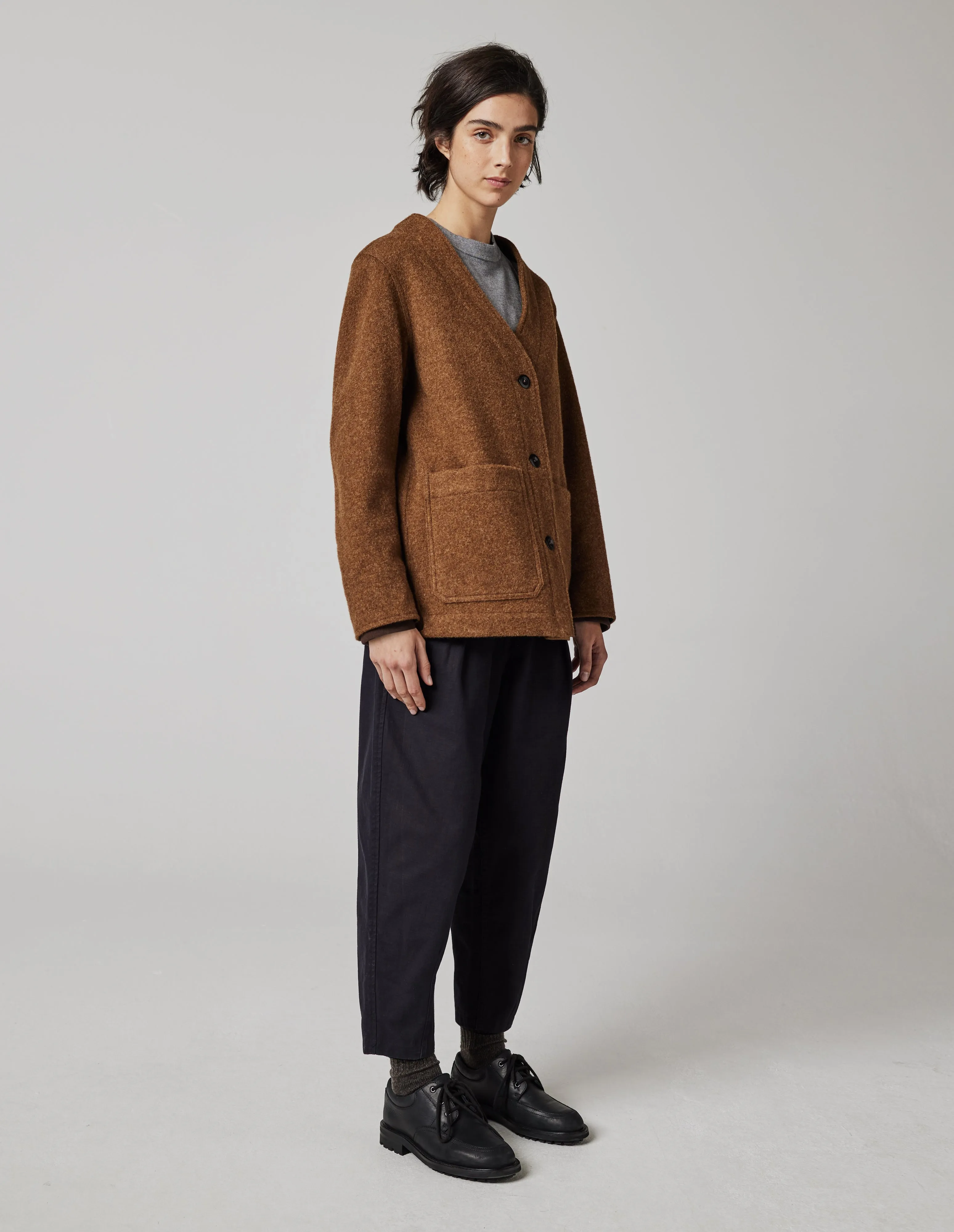 MHL. WOVEN CARDIGAN | FELTED WOOL TWILL | NUTMEG sold by Margaret Howell product image thumbnail 2