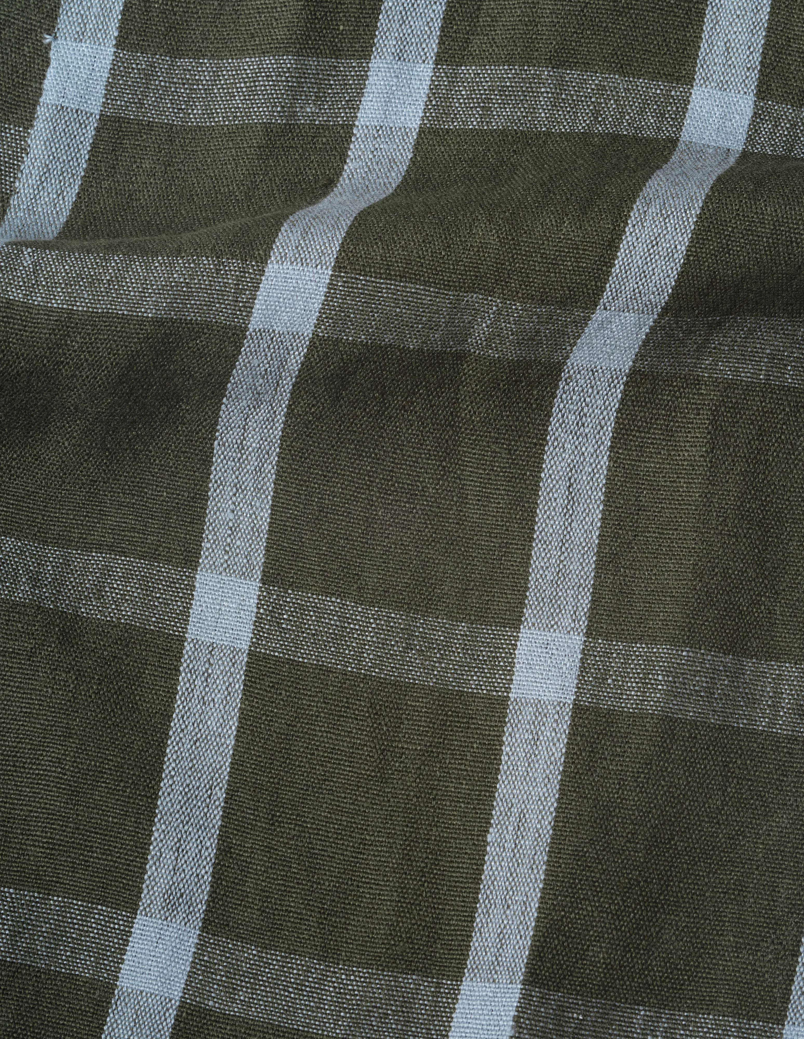 WINDOWPANE CHECK SCARF | LINEN | KHAKI / DUSTY BLUE sold by Margaret Howell product image thumbnail 2