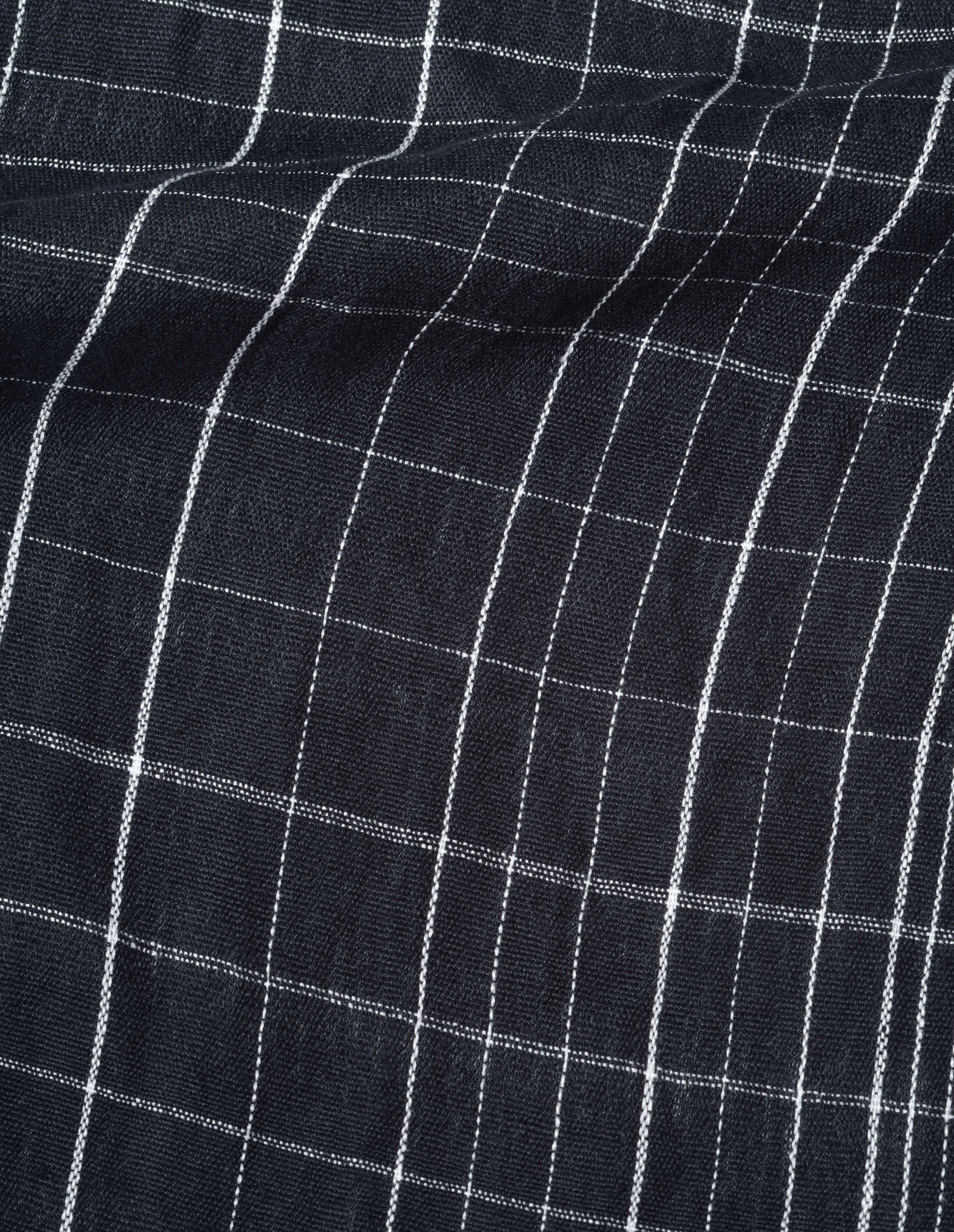 GRAPH CHECK SCARF | LINEN | MIDNIGHT / ECRU sold by Margaret Howell product image thumbnail 2