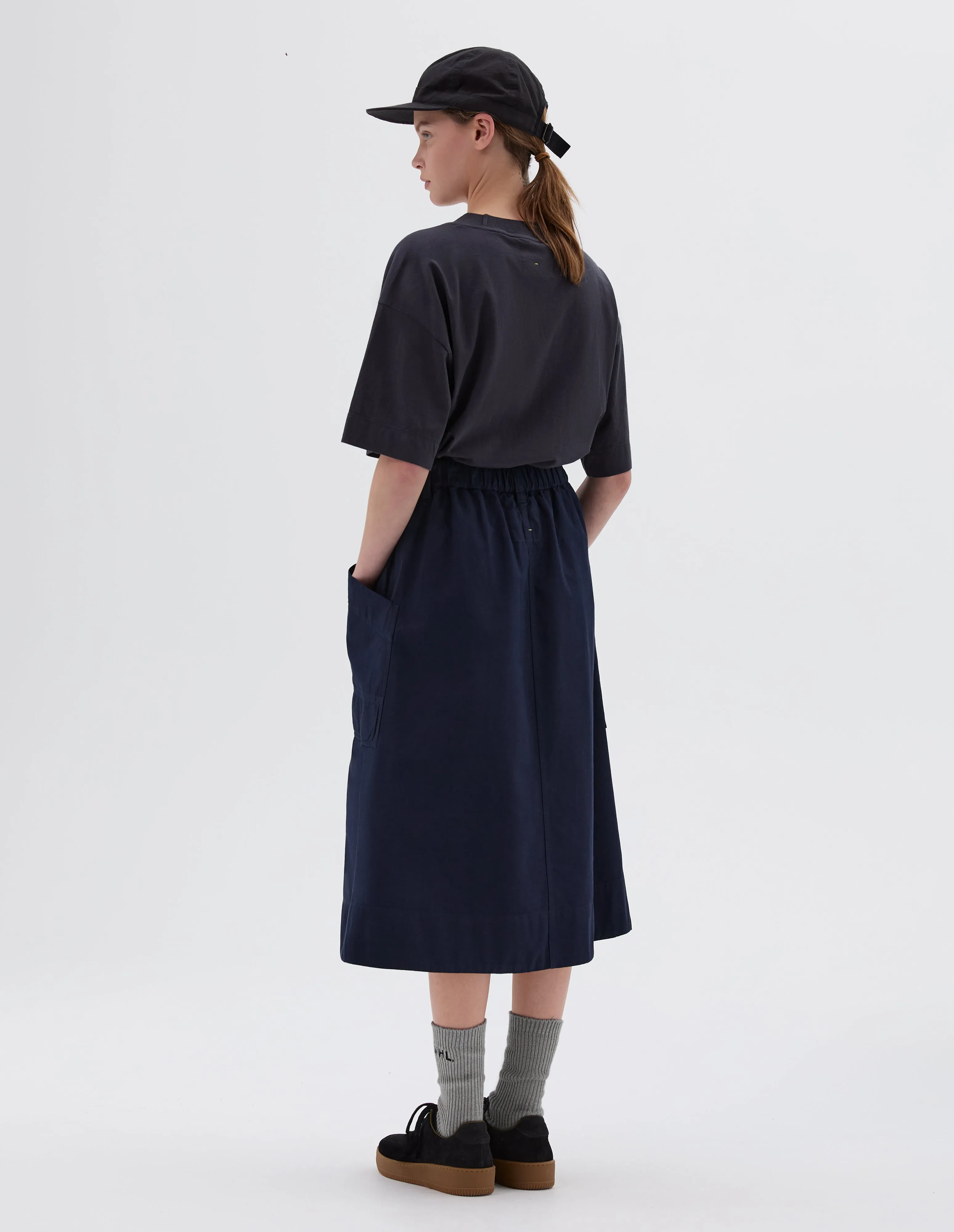 MHL. PATCH POCKET SKIRT | INDIGO COTTON PLAINWEAVE | INDIGO sold by Margaret Howell product image thumbnail 2