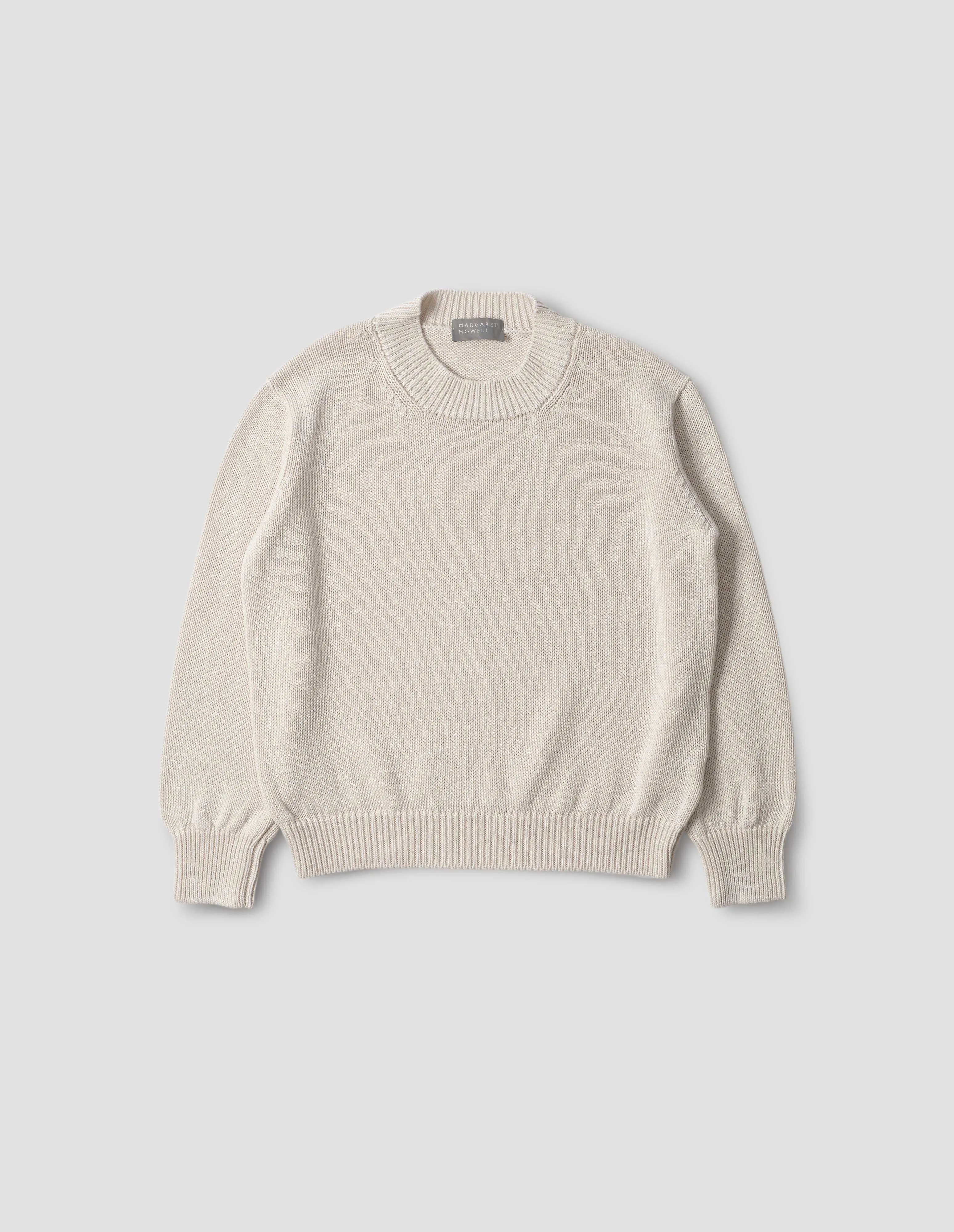 CHUNKY CREW NECK JUMPER | LINEN COTTON | CHALK sold by Margaret Howell product image thumbnail 4
