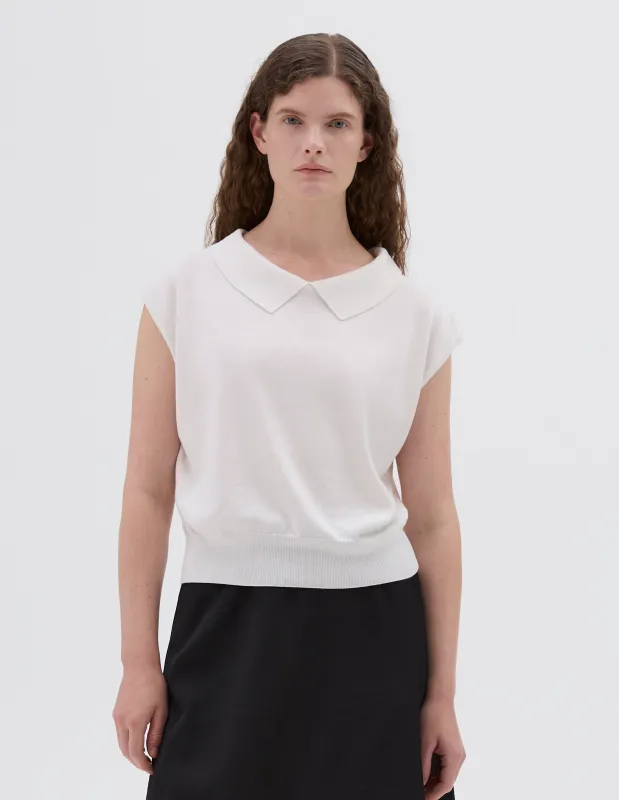 COLLARED PULLOVER VEST | FINE LINEN COTTON | OFF WHITE sold by Margaret Howell