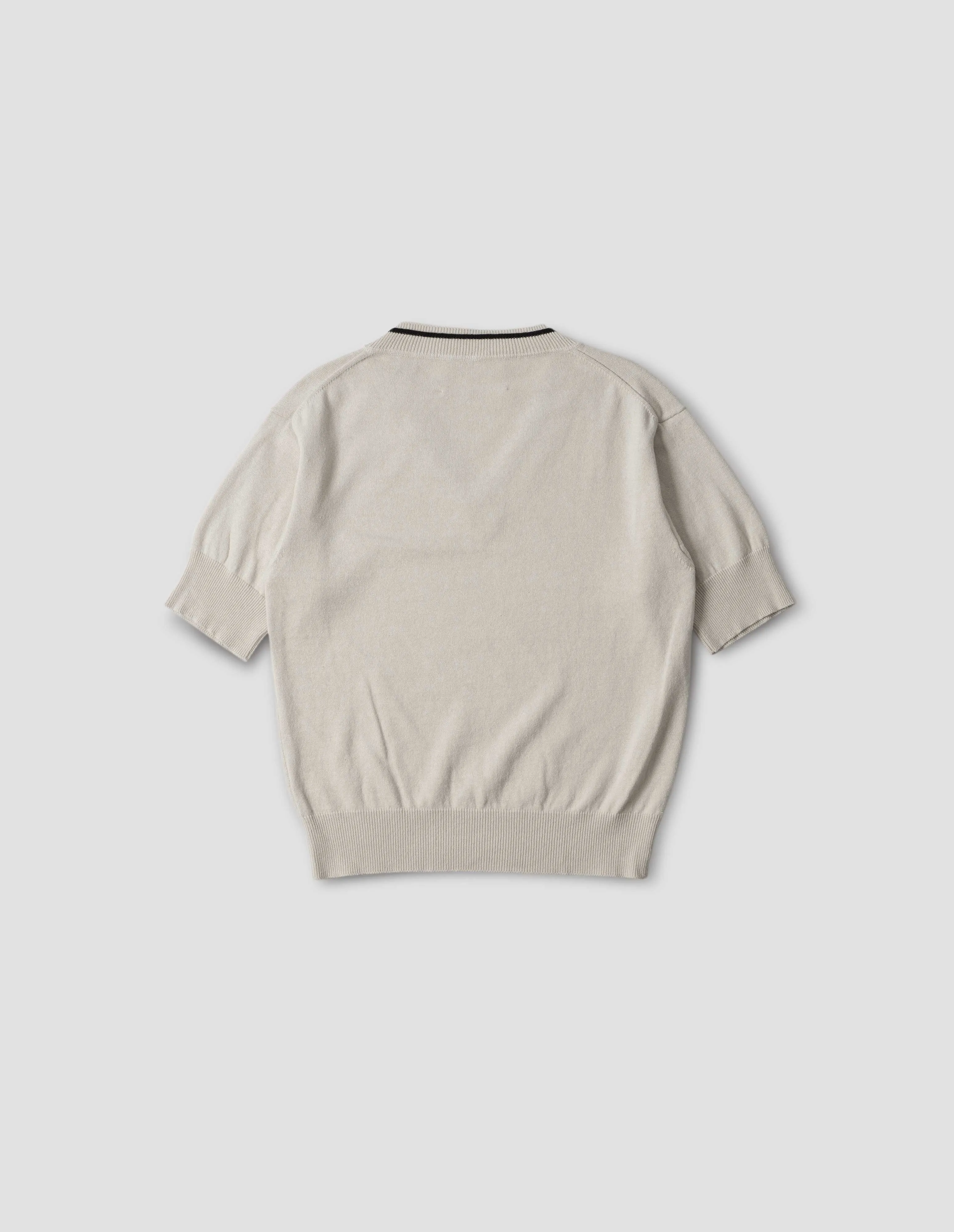 MHL. TIPPED V NECK T SHIRT | HEMP COTTON | CHALK sold by Margaret Howell product image thumbnail 5