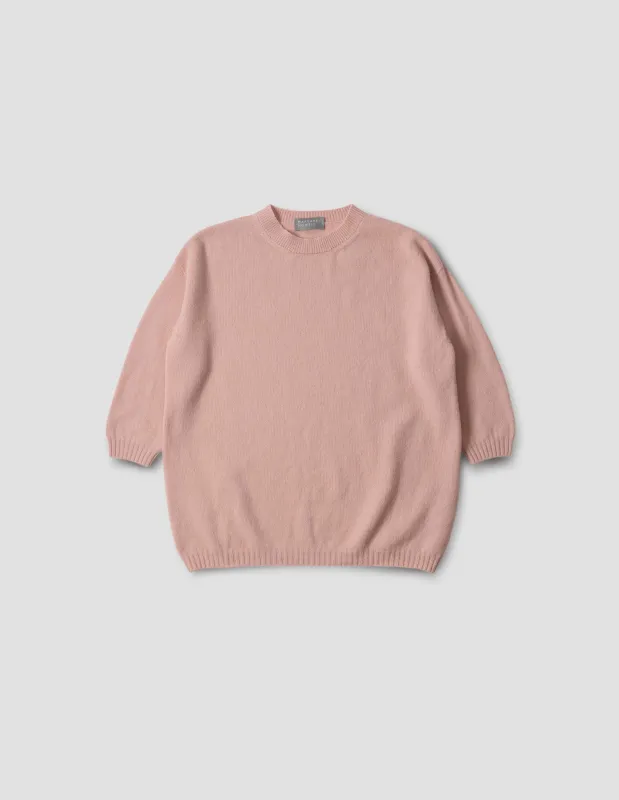 CROP SLEEVE EASY CREW | SOFT SPUN WOOL | SOFT PINK made by Margaret Howell
