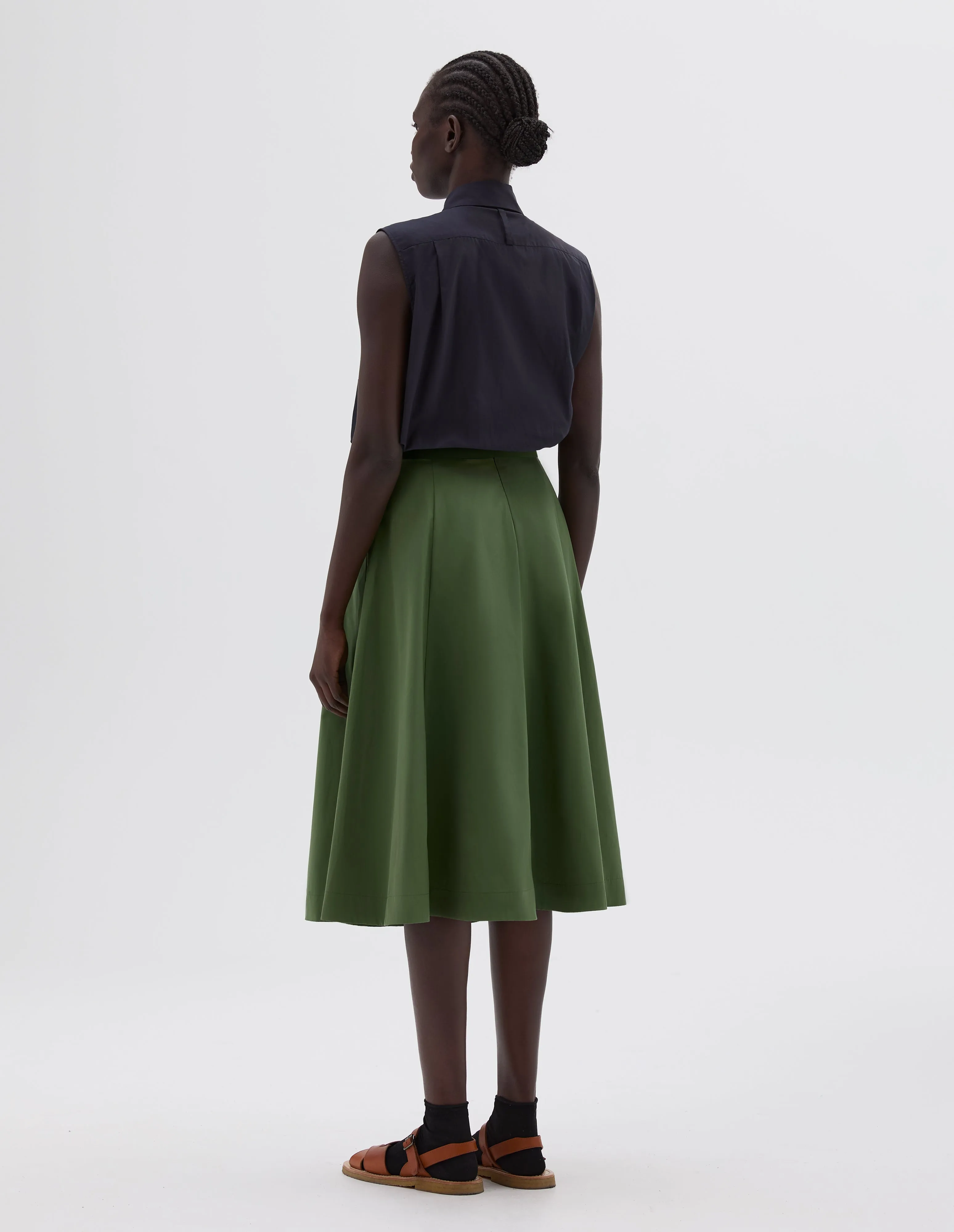 FLARED SKIRT | SOFT COMPACT COTTON | MOSS sold by Margaret Howell product image thumbnail 2