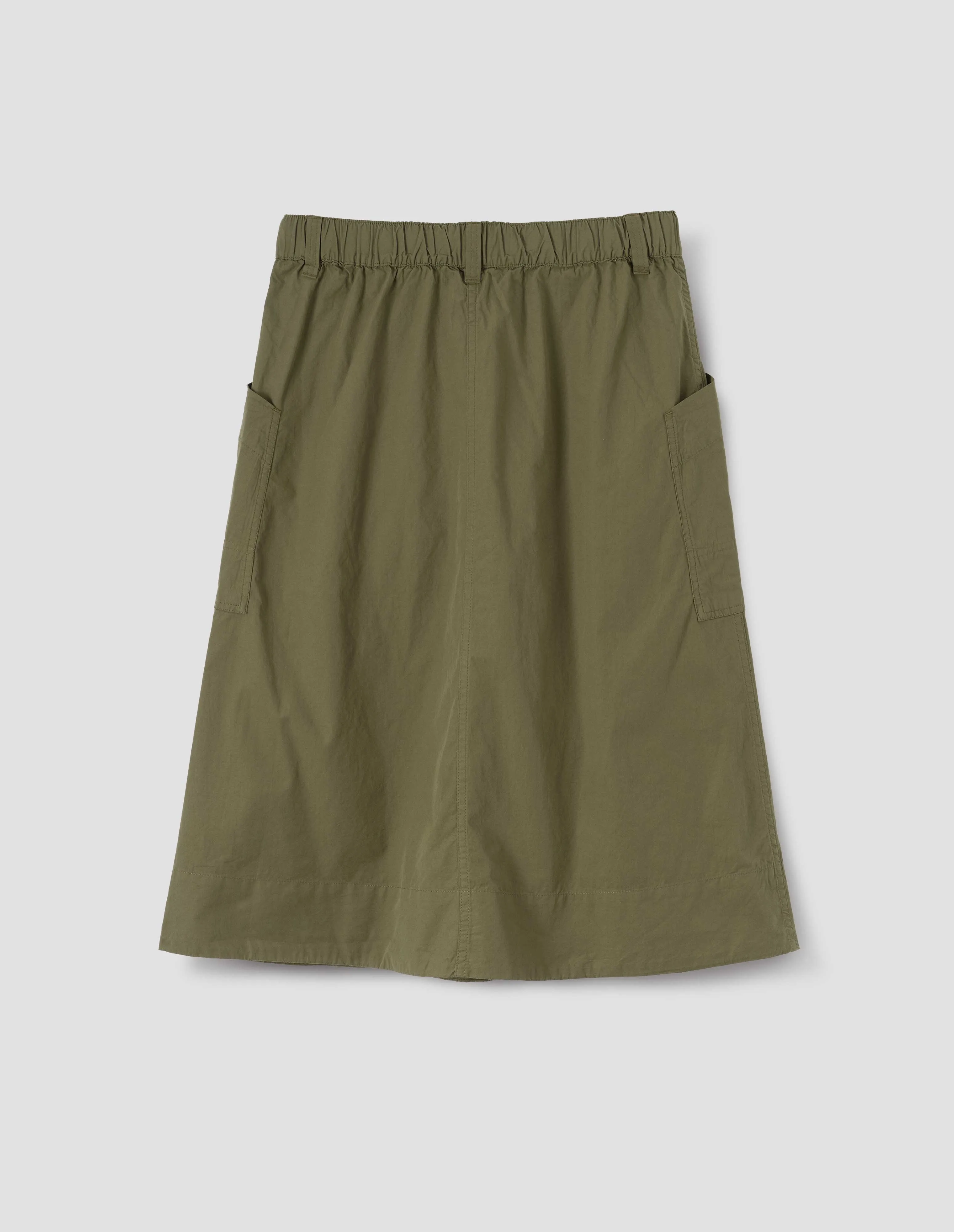MHL. PATCH POCKET SKIRT | WASHED COTTON POPLIN | KHAKI GREEN sold by Margaret Howell product image thumbnail 4