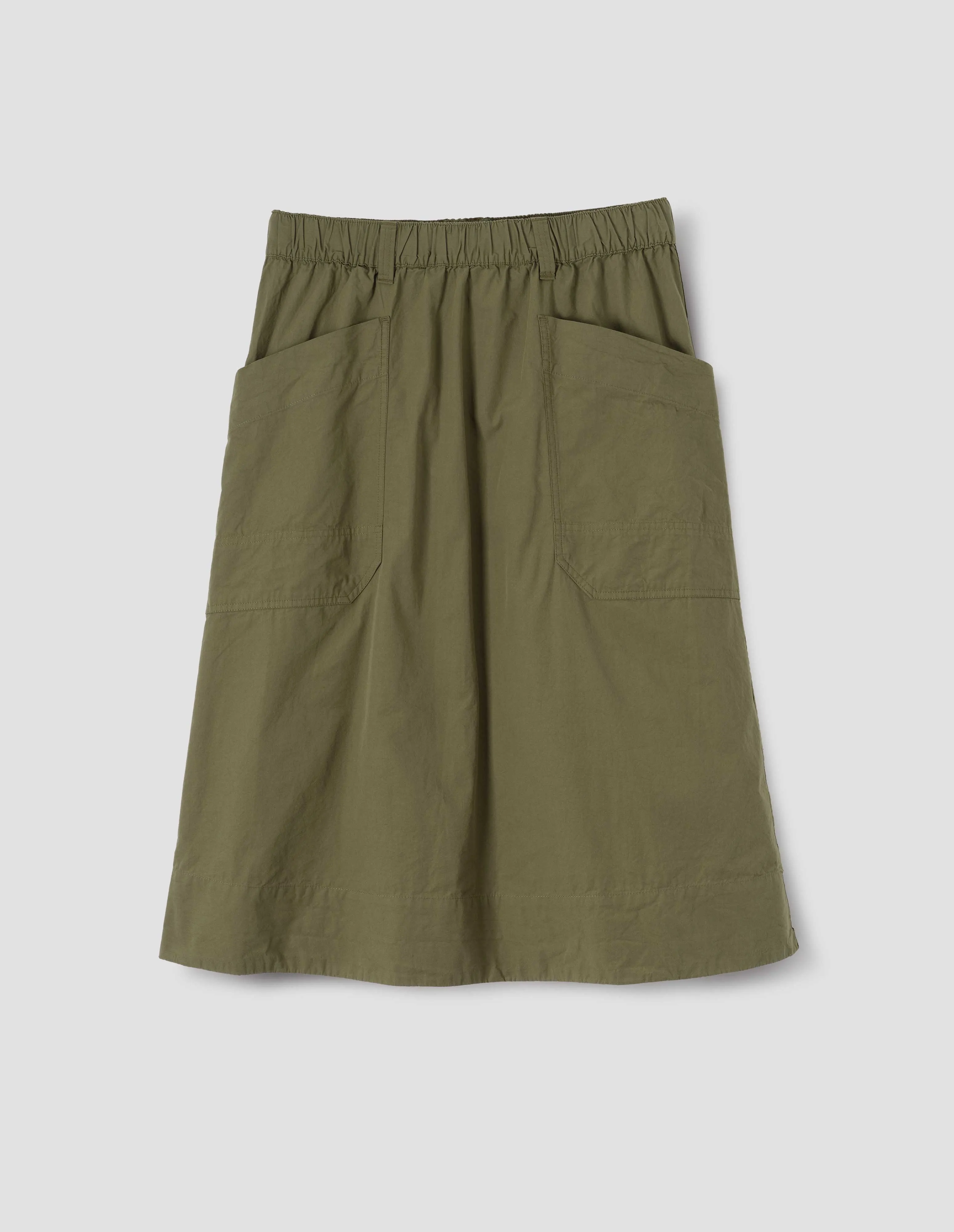 MHL. PATCH POCKET SKIRT | WASHED COTTON POPLIN | KHAKI GREEN sold by Margaret Howell product image thumbnail 3