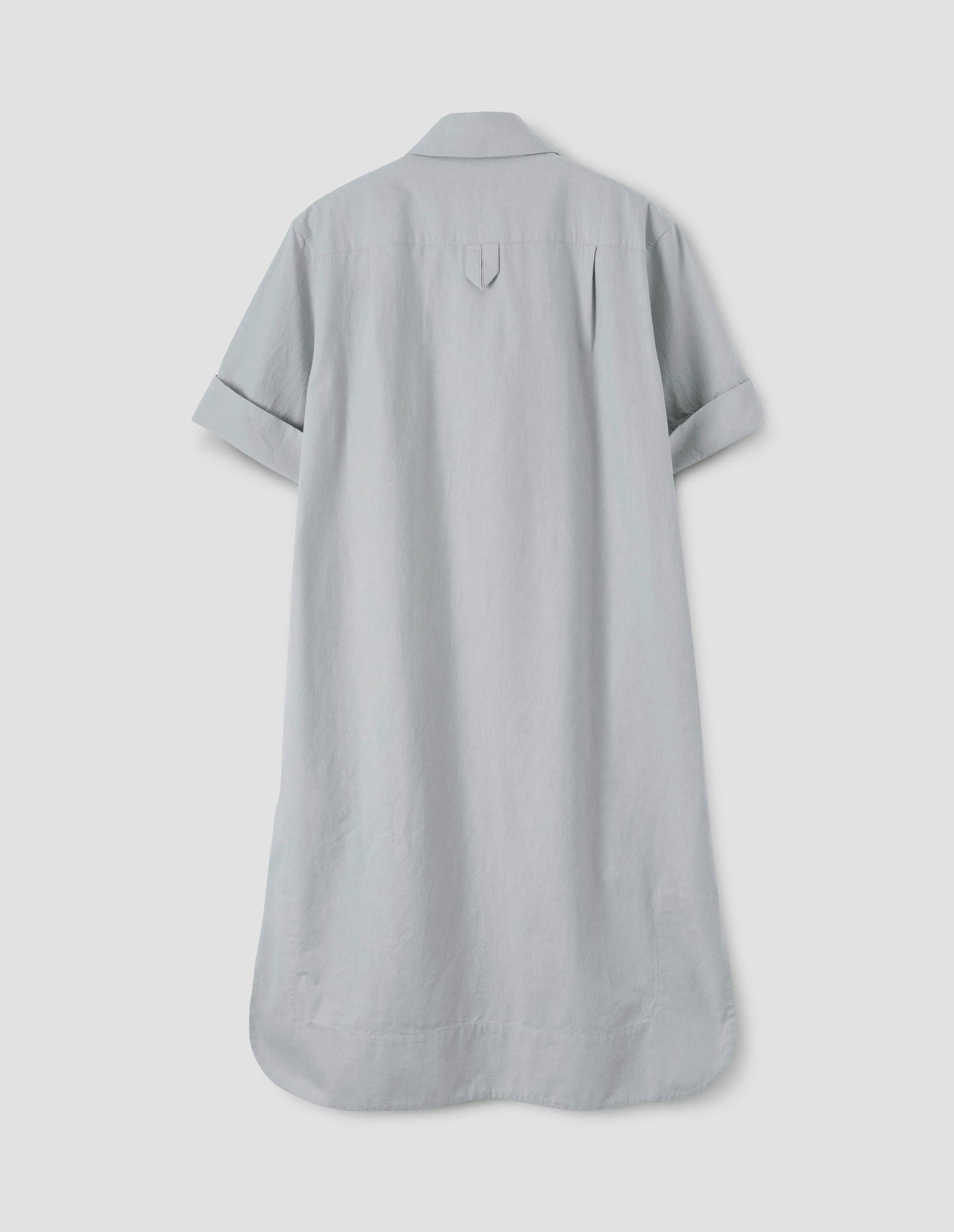 SHORT SLEEVE SHIRT DRESS | NATURAL DYE POPLIN | FADED GREY sold by Margaret Howell product image thumbnail 4