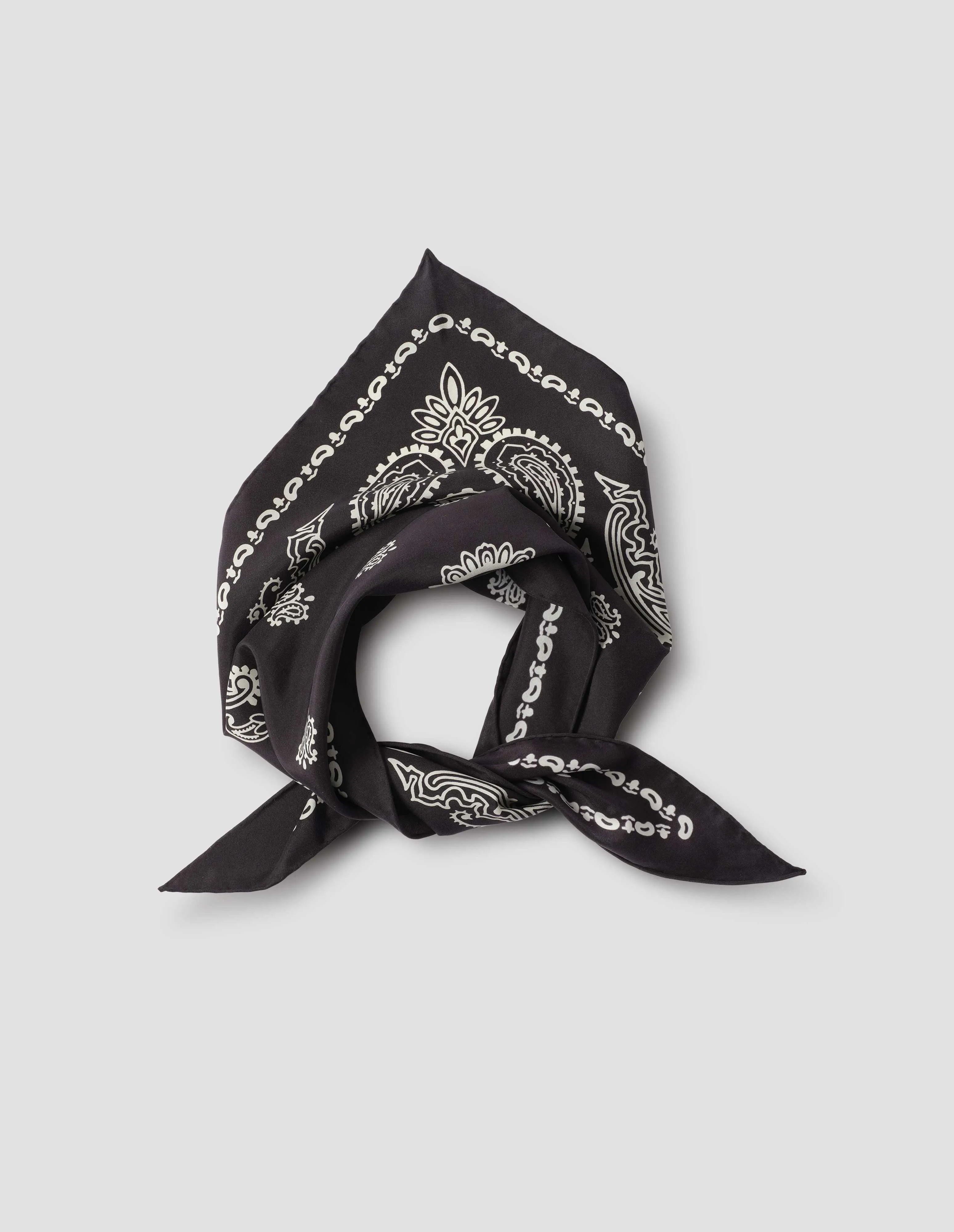 GRAPHIC BANDANA SCARF | SILK | BLACK / STONE sold by Margaret Howell product image thumbnail 2