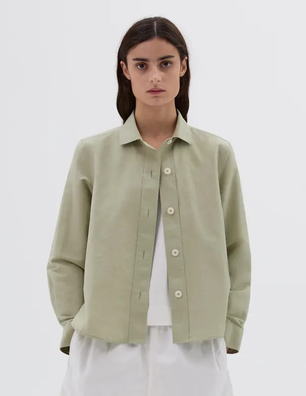 MHL. SIMPLE SHIRT | LIGHTWEIGHT COTTON LINEN | PALE GREEN sold by Margaret Howell