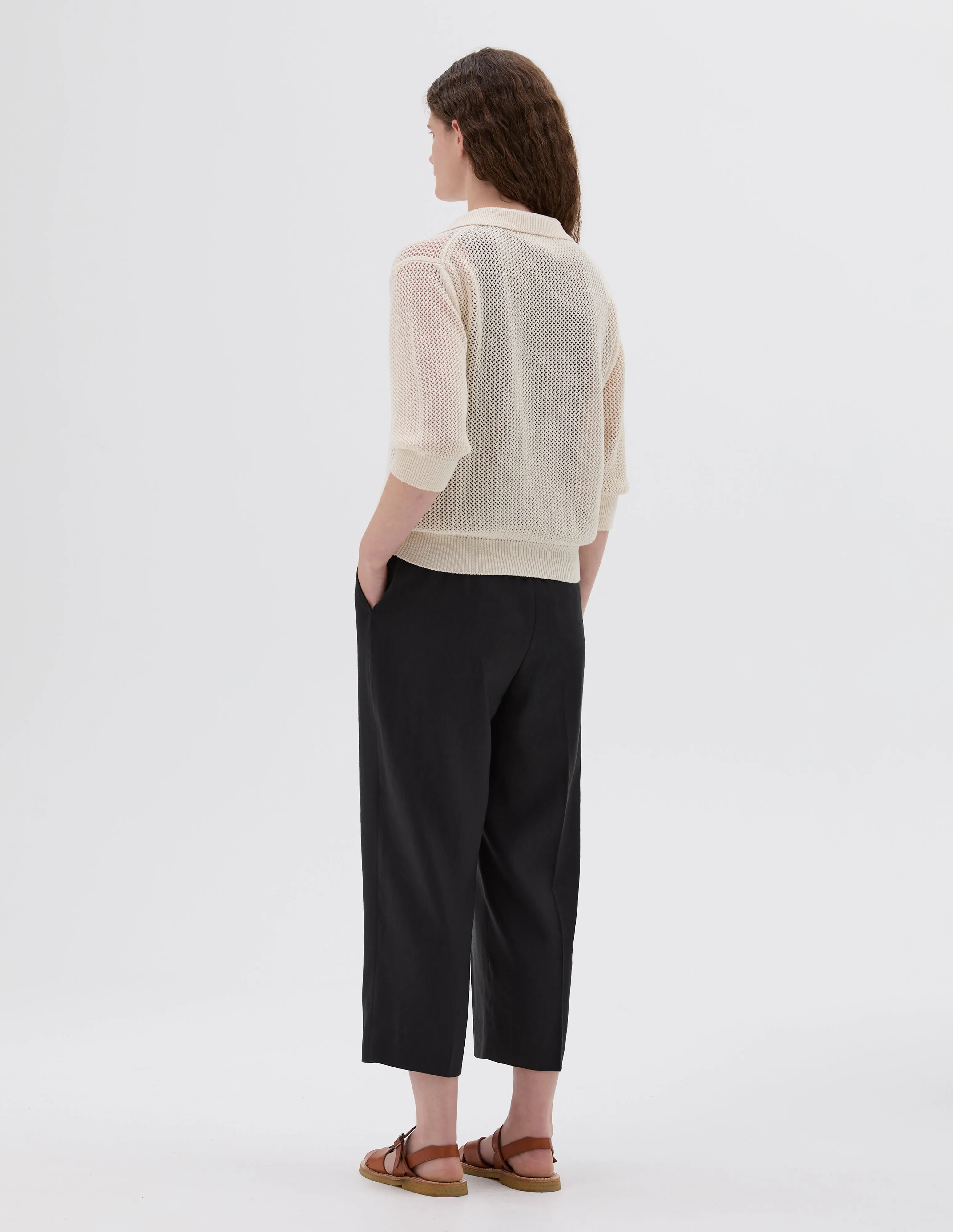 POINTELLE POLO SHIRT | LIGHT COTTON CASHMERE | ECRU sold by Margaret Howell product image thumbnail 3