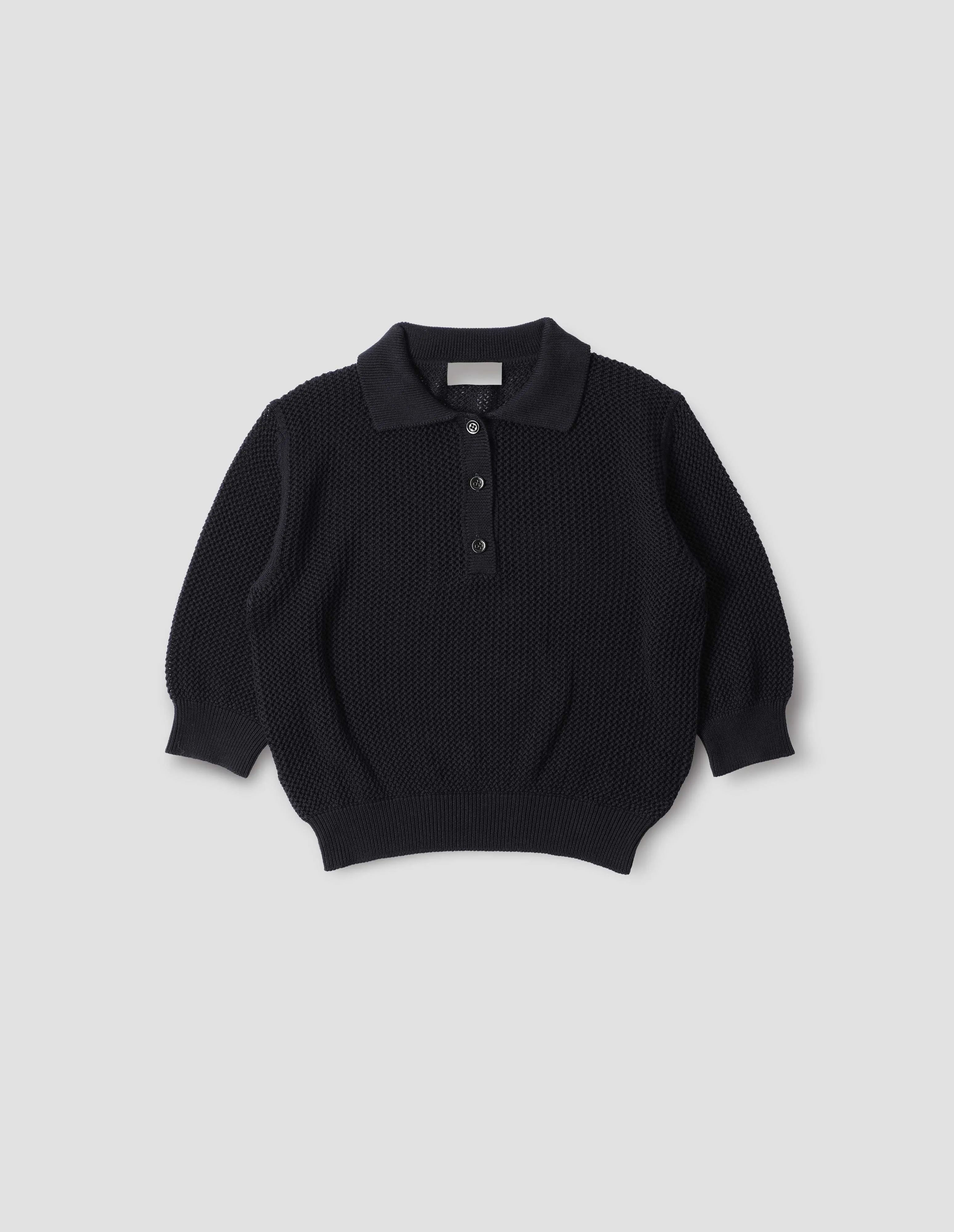POINTELLE POLO SHIRT | LIGHT COTTON CASHMERE | INK sold by Margaret Howell product image thumbnail 4