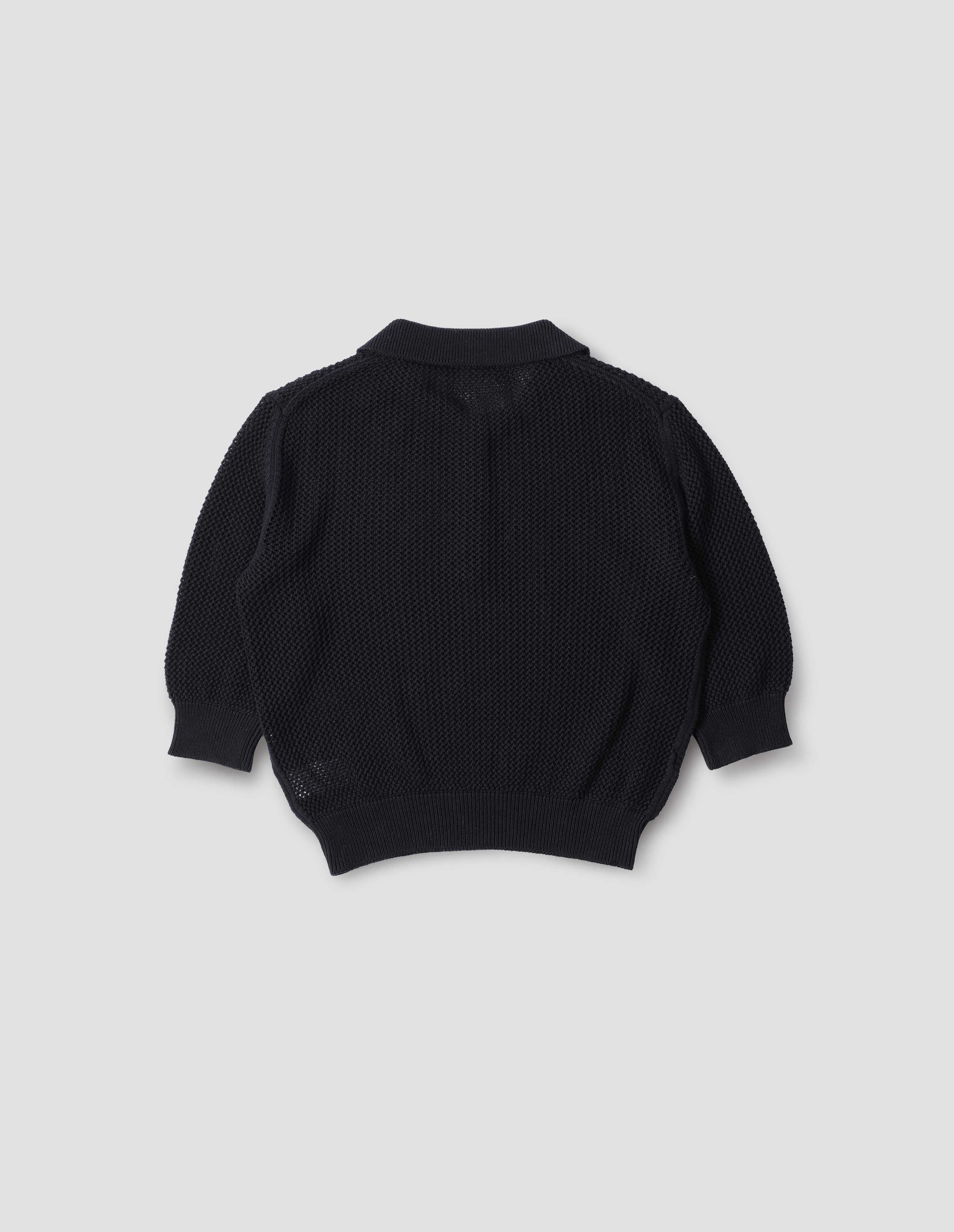 POINTELLE POLO SHIRT | LIGHT COTTON CASHMERE | INK sold by Margaret Howell product image thumbnail 5