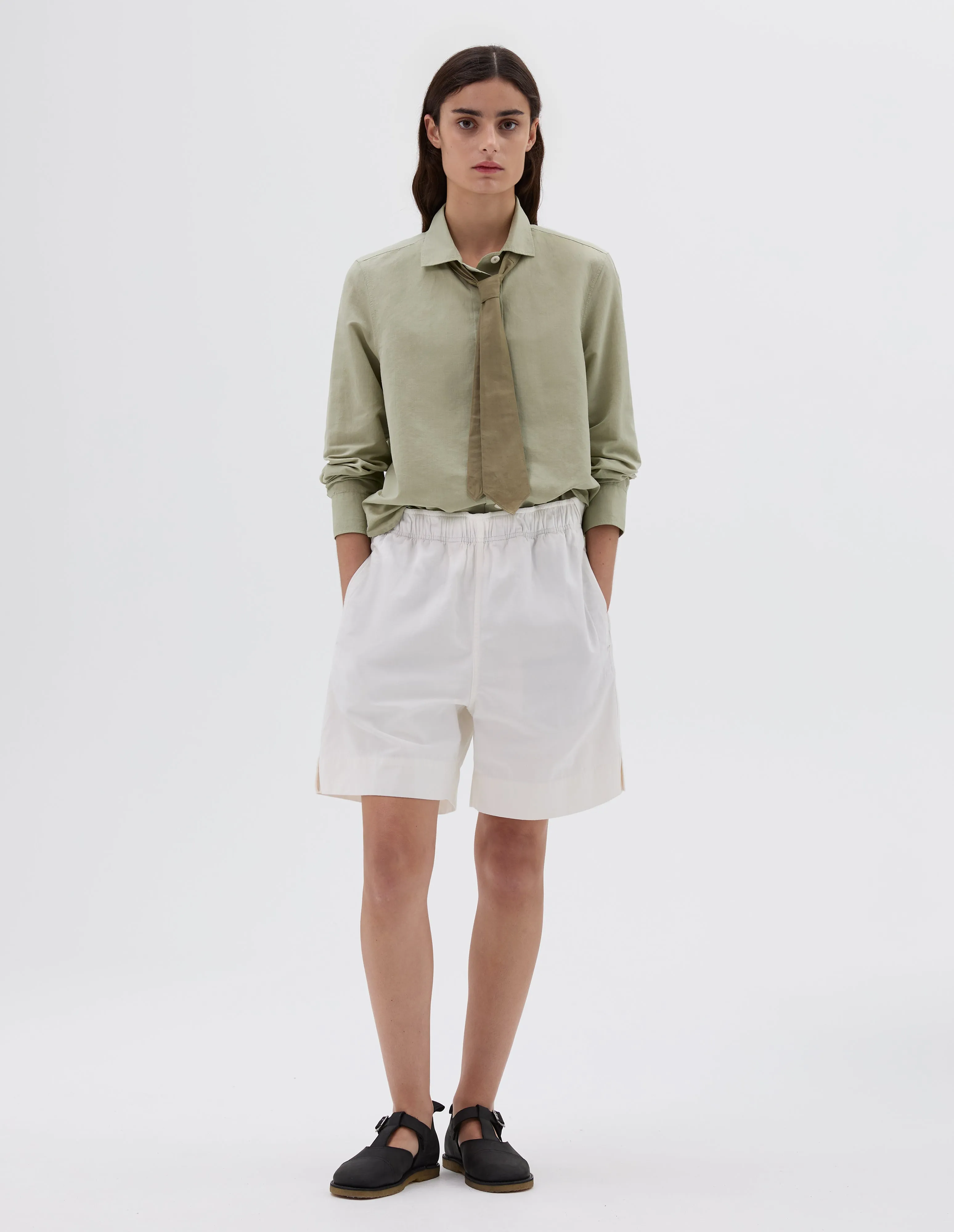 MHL. SCOUT SHORTS | COTTON LINEN PLAINWEAVE | OFF WHITE sold by Margaret Howell