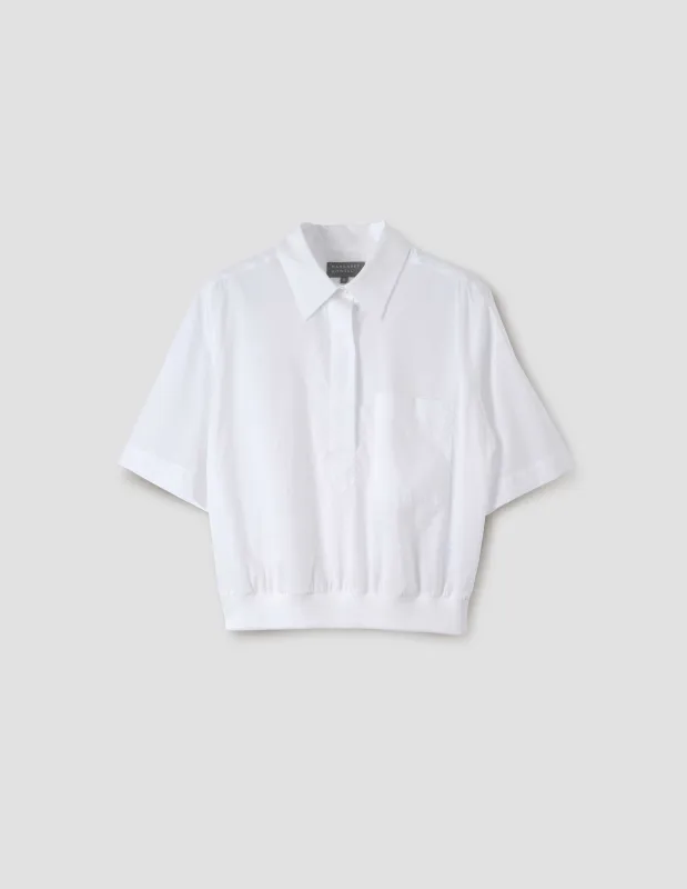 RIB HEM SHIRT | WASHED COTTON | WHITE sold by Margaret Howell
