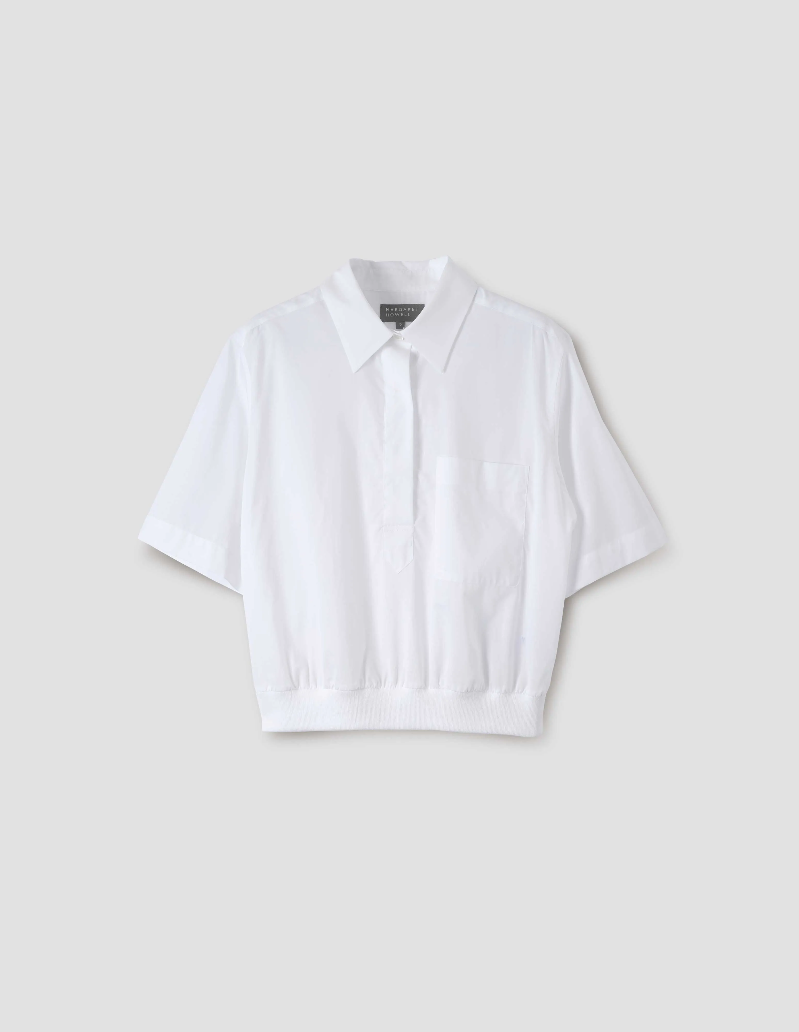 RIB HEM SHIRT | WASHED COTTON | WHITE sold by Margaret Howell