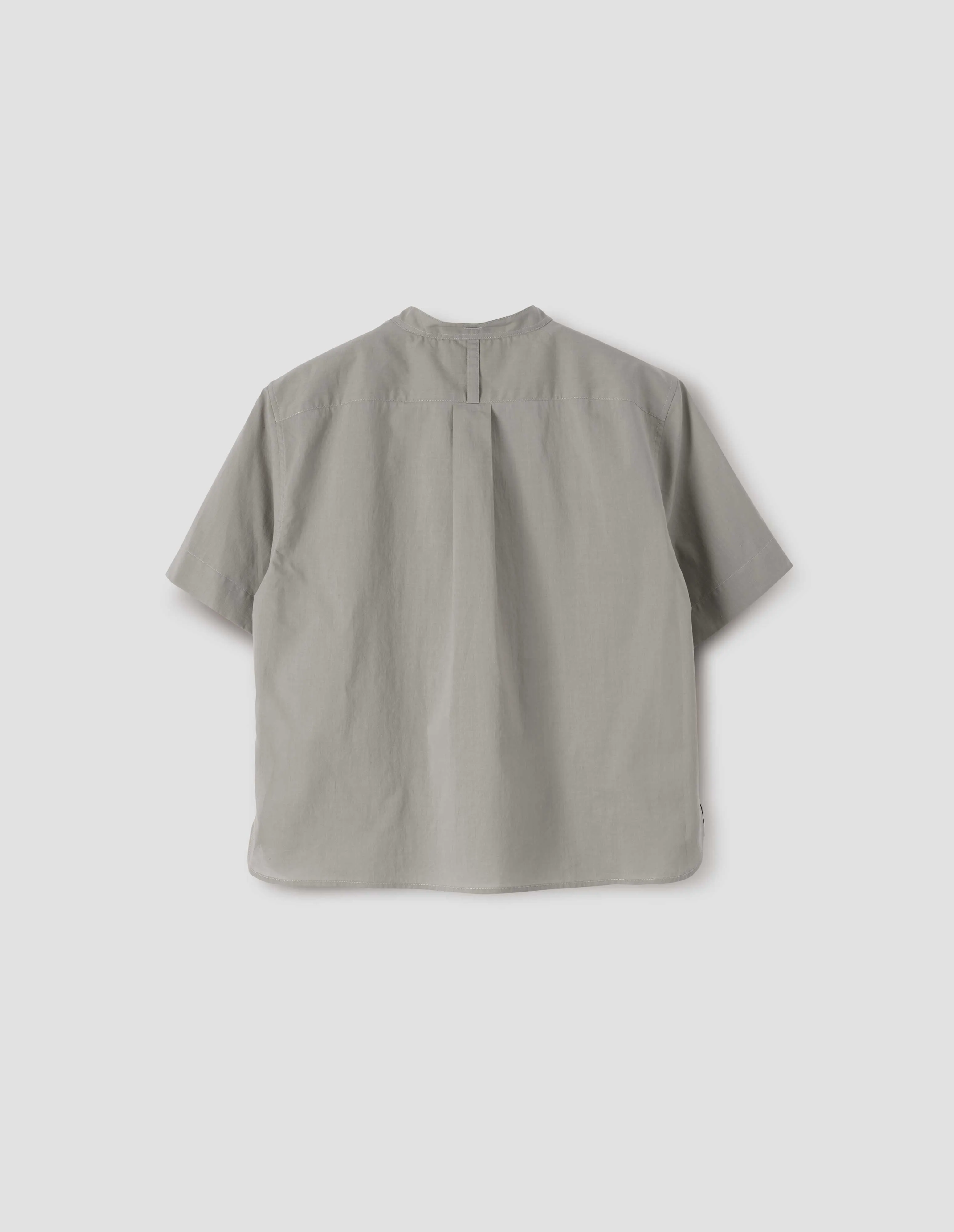 SHORT SLEEVE COLLARLESS SHIRT | WASHED COTTON | PALE SAGE sold by Margaret Howell product image thumbnail 5