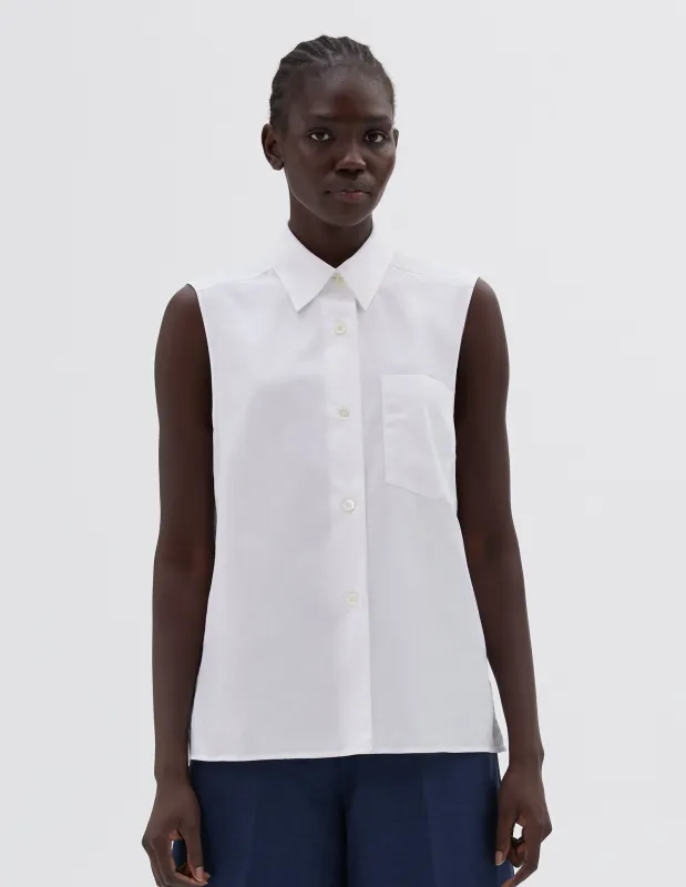 SLEEVELESS SHIRT | PLAIN POPLIN | WHITE sold by Margaret Howell